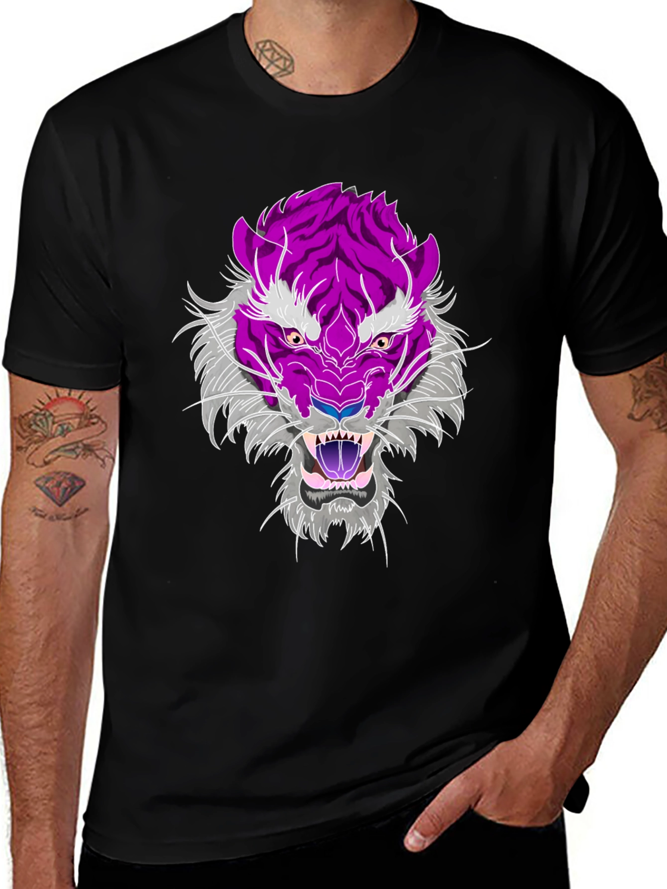 Variant 17 of Tiger Graphic Tee - Black Cotton Blend