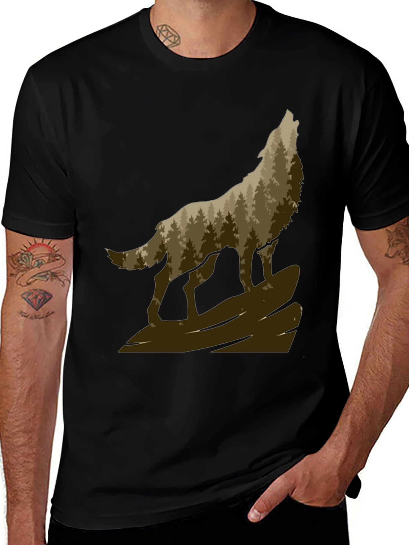 Variant 30 of Wolf Howling in the Woods T-Shirt