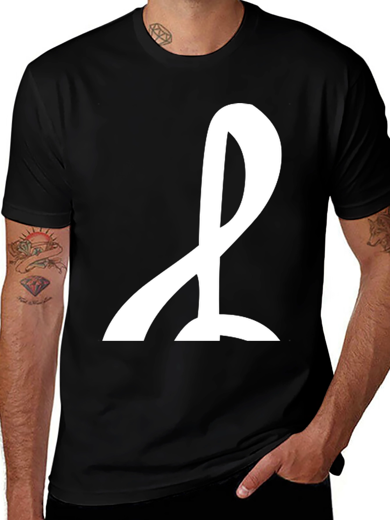 Variant 8 of Black Tee with White Symbol Graphic Print