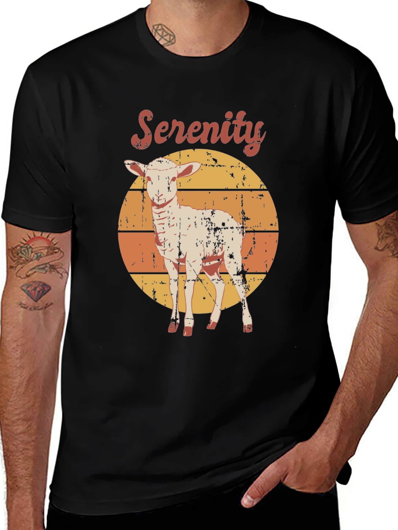 Variant 2 of Serenity Lamb Graphic T-Shirt - Retro Style