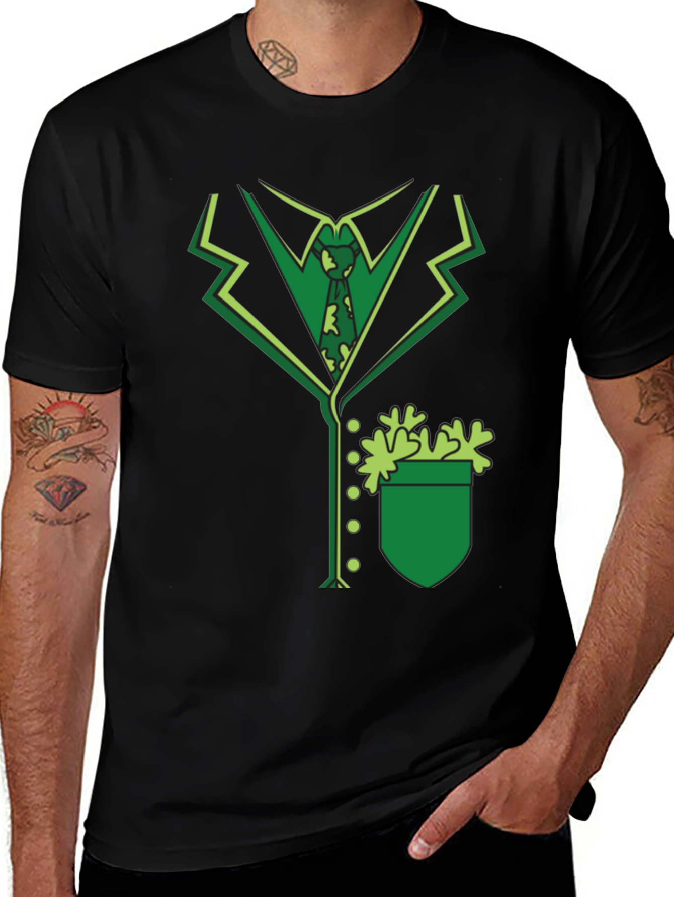 Variant 28 of St. Patrick's Day Suit T-Shirt - Green Shamrock Outfit