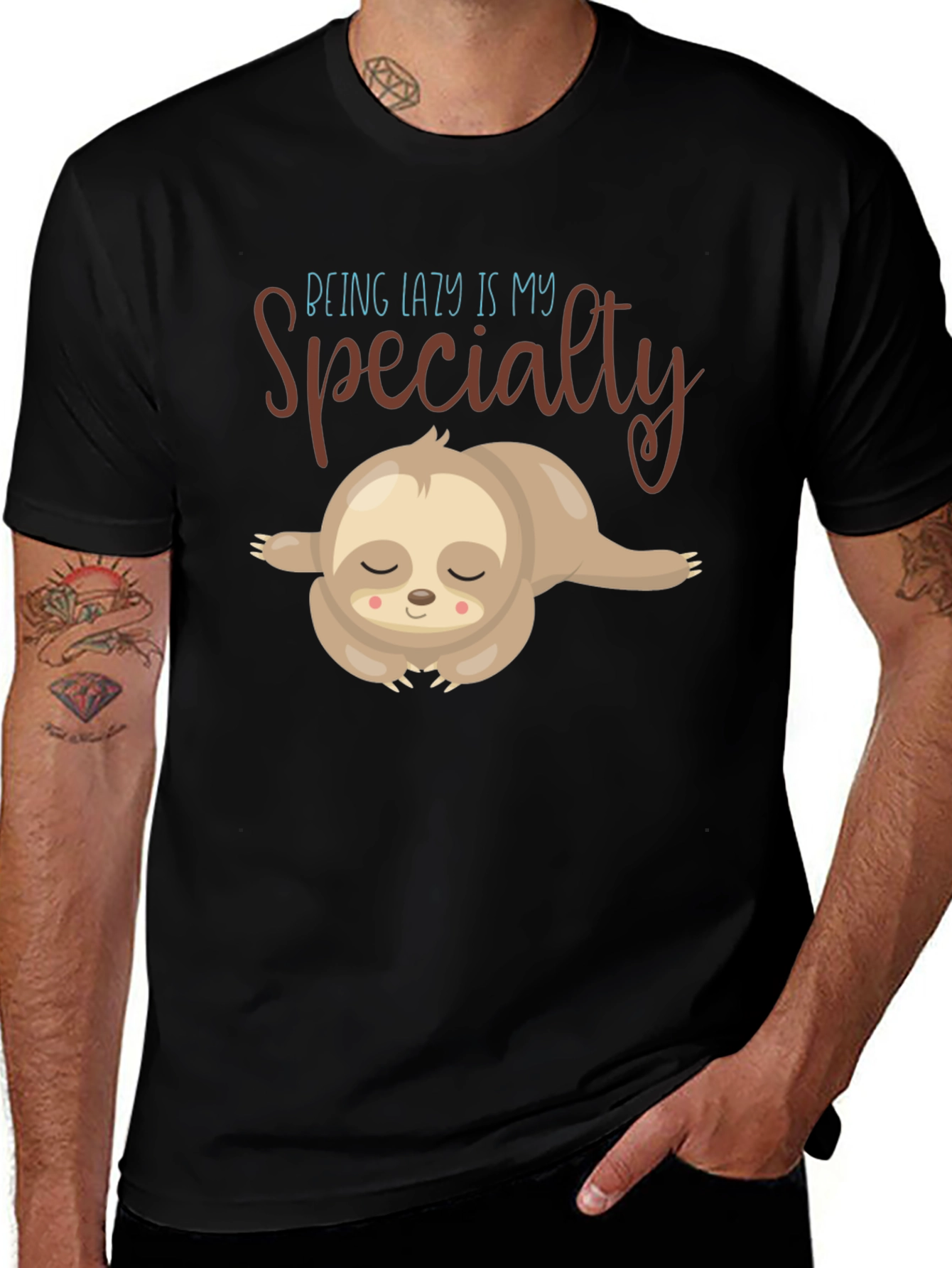 Variant 19 of Lazy Sloth T-Shirt - "Being Lazy is My Specialty"