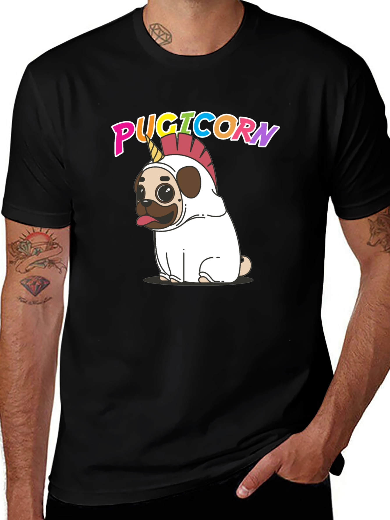 Pugicorn T-Shirt - Novelty Pug Unicorn Design