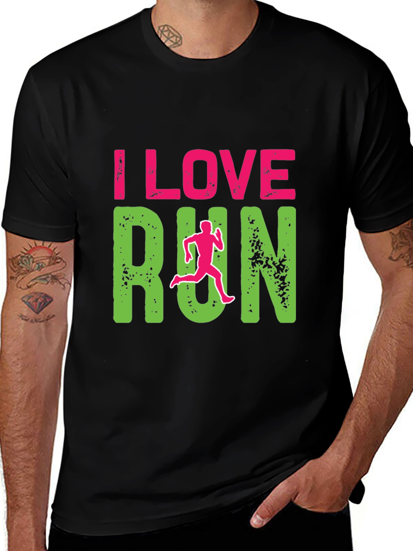 Variant 26 of I Love Run Graphic Tee - Athletic Running Shirt