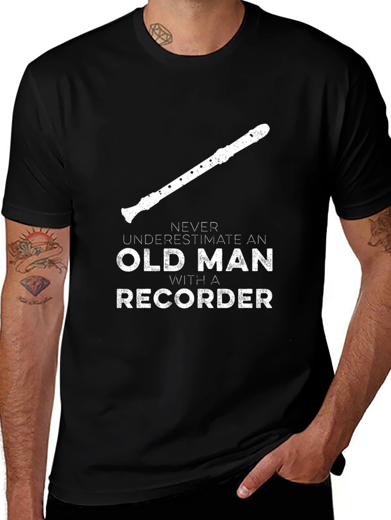 Variant 24 of Old Man Recorder T-Shirt - Funny Music Tee