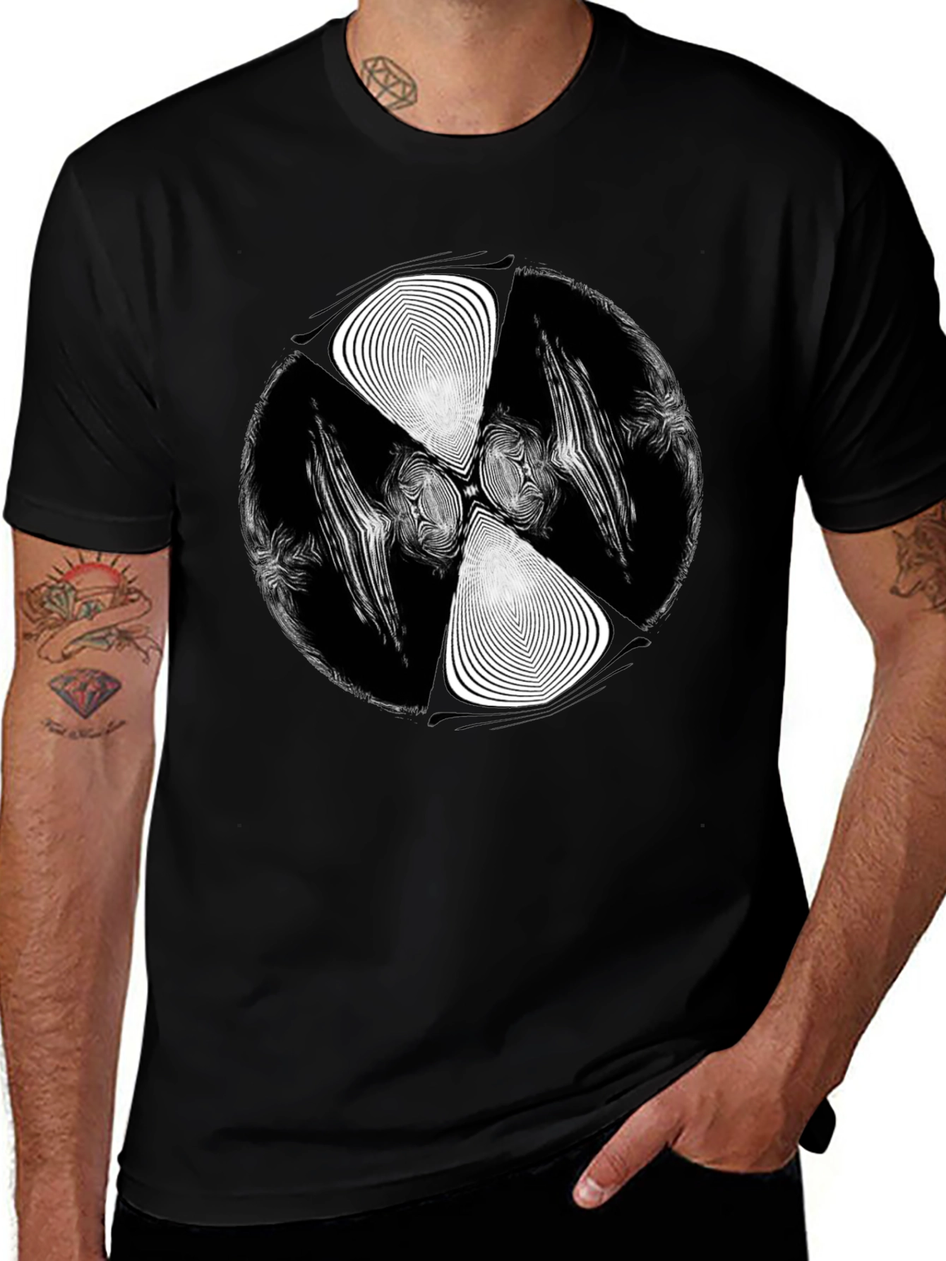 Variant 15 of Abstract Vortex Graphic Black T-Shirt