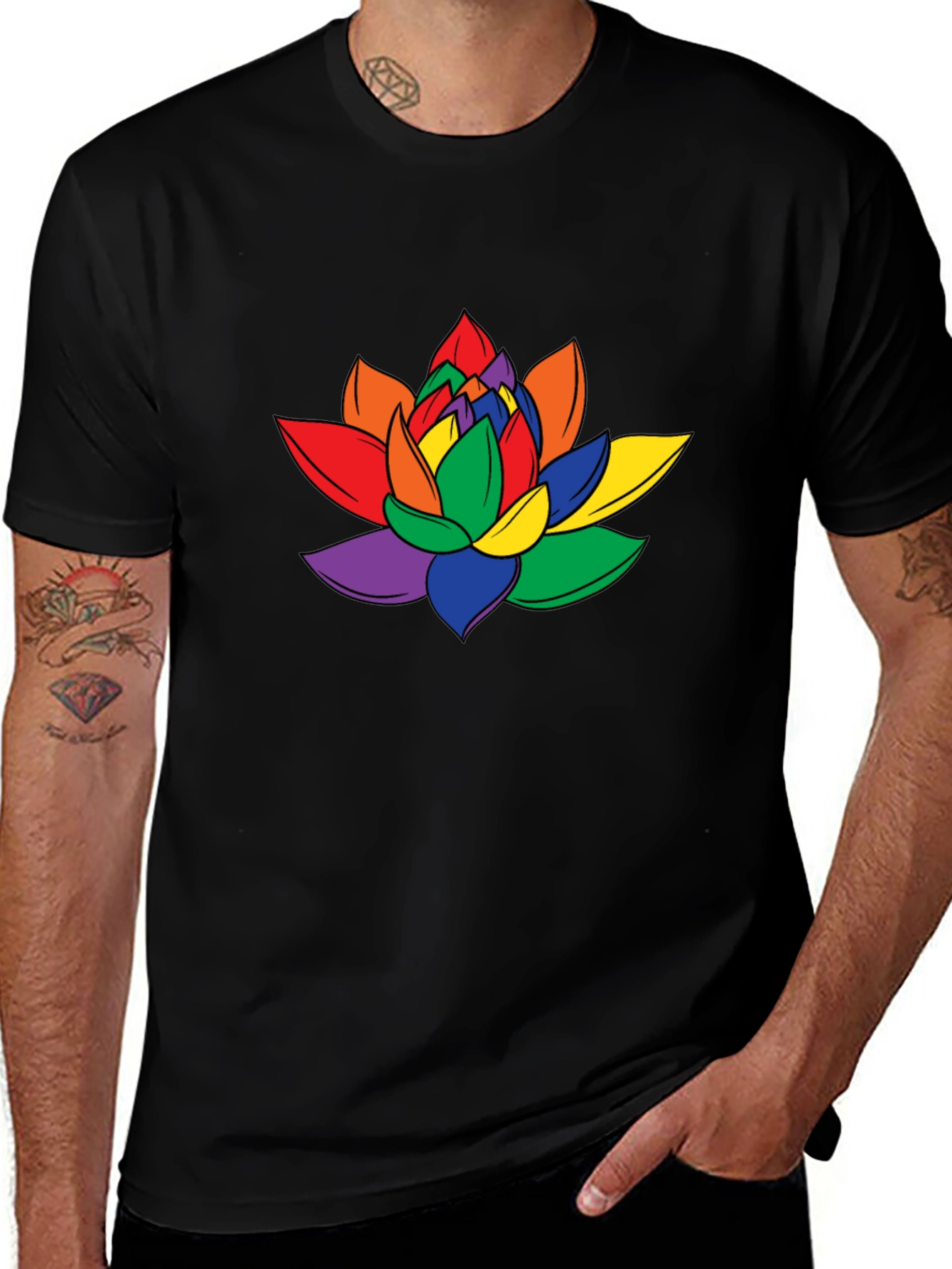 Variant 22 of Rainbow Lotus Flower Graphic T-Shirt
