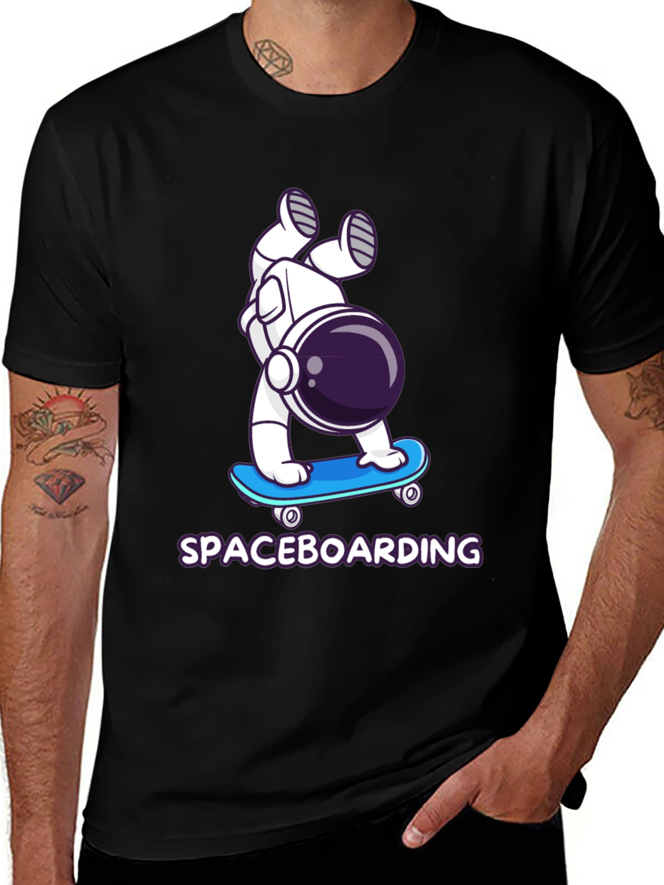 Variant 15 of Spaceboarding T-Shirt - Astronaut Skateboard Design
