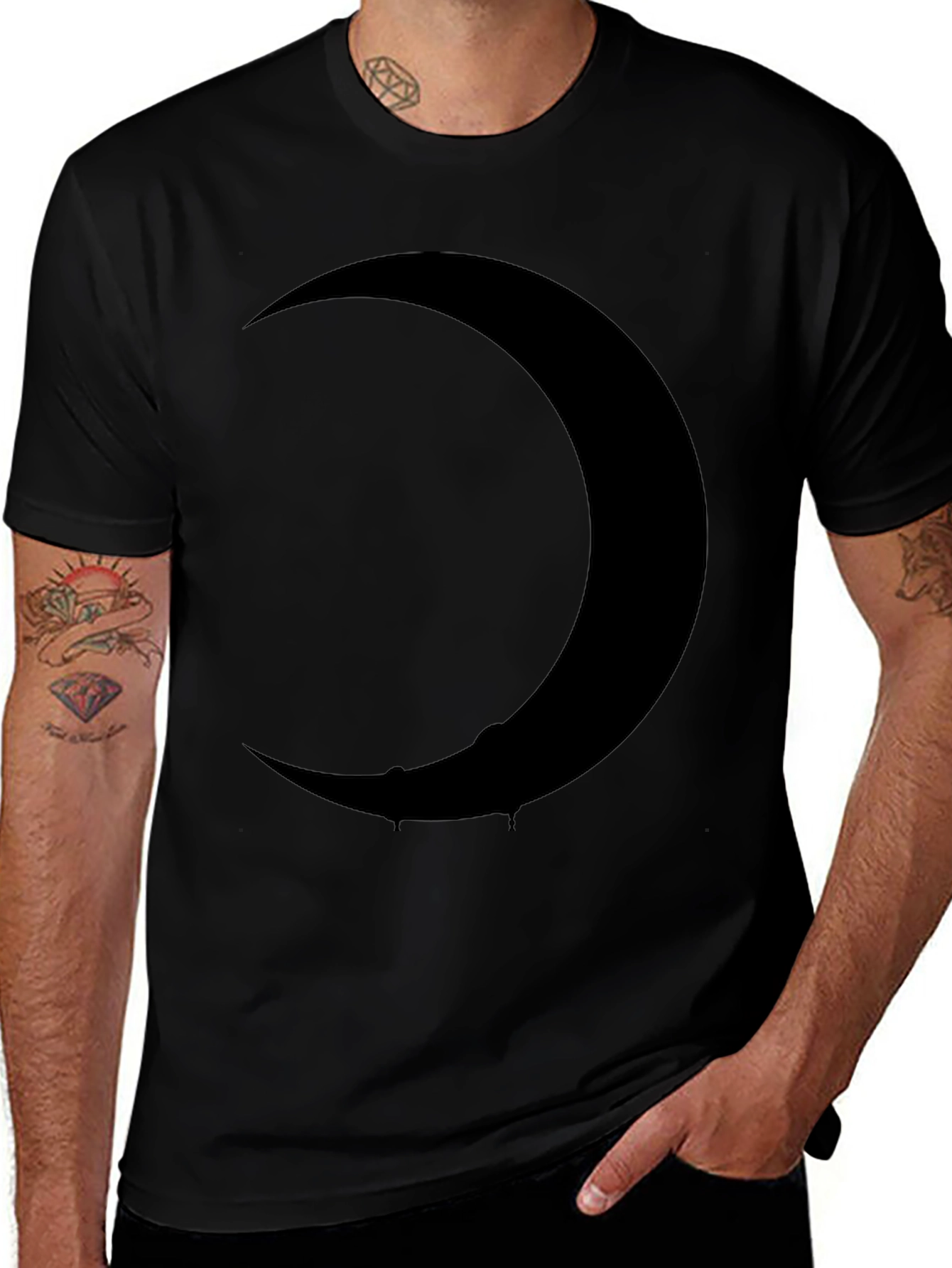 Variant 23 of Crescent Moon Graphic Tee - Stylish Black T-Shirt