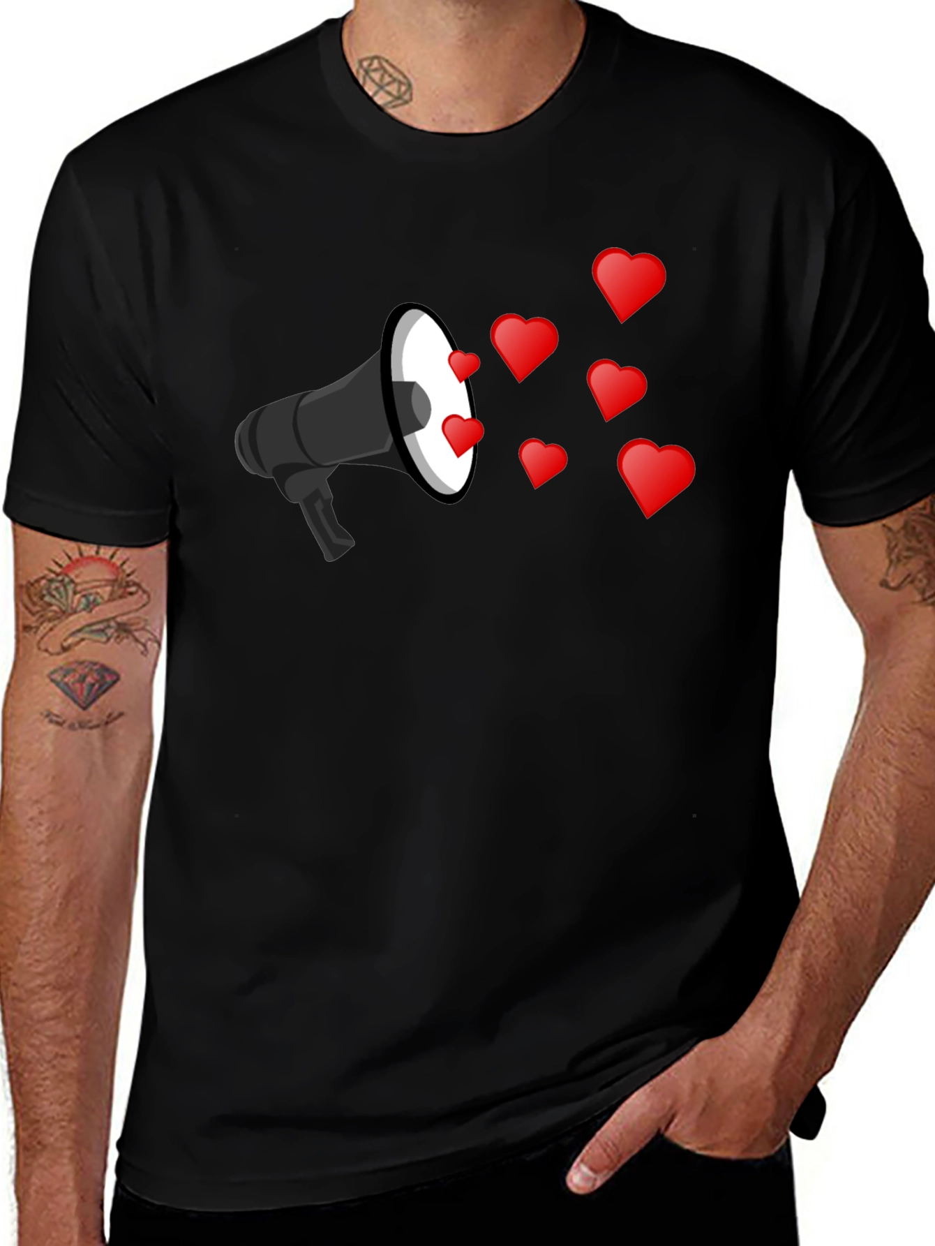 Variant 4 of Love Loud T-Shirt - Graphic Tee with Megaphone & Hearts