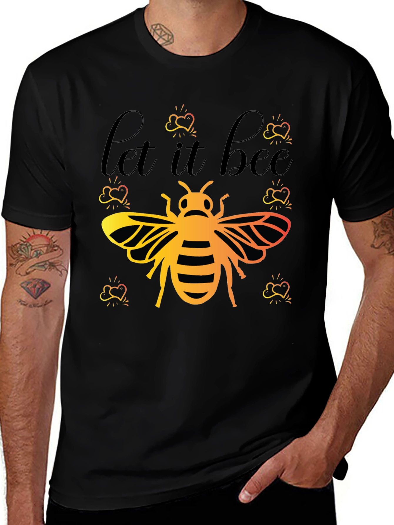 Variant 28 of Let It Bee Graphic Tee - Trendy Honeybee Design