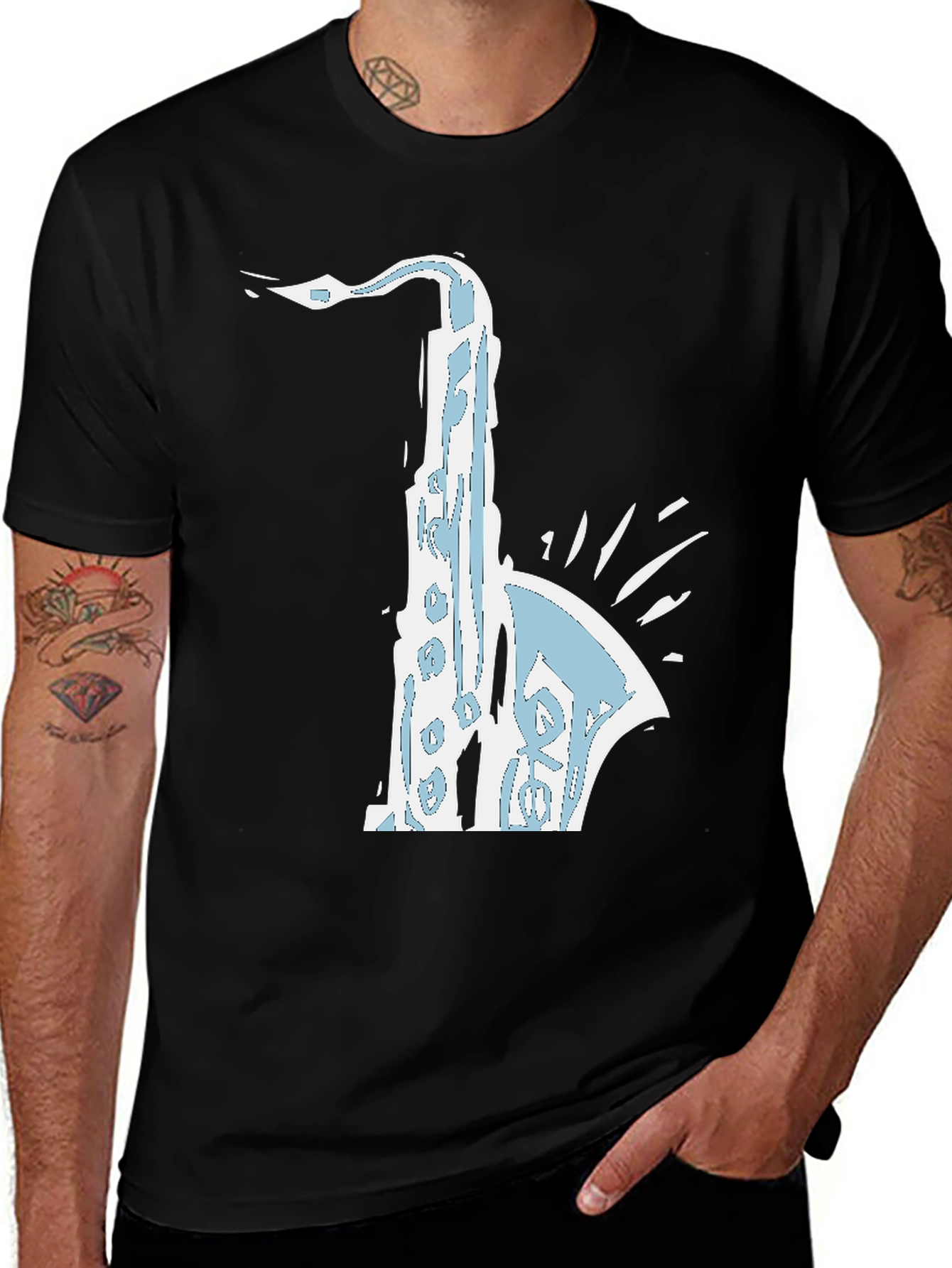 Variant 9 of Saxophone Graphic Black T-Shirt - Music Lover Tee