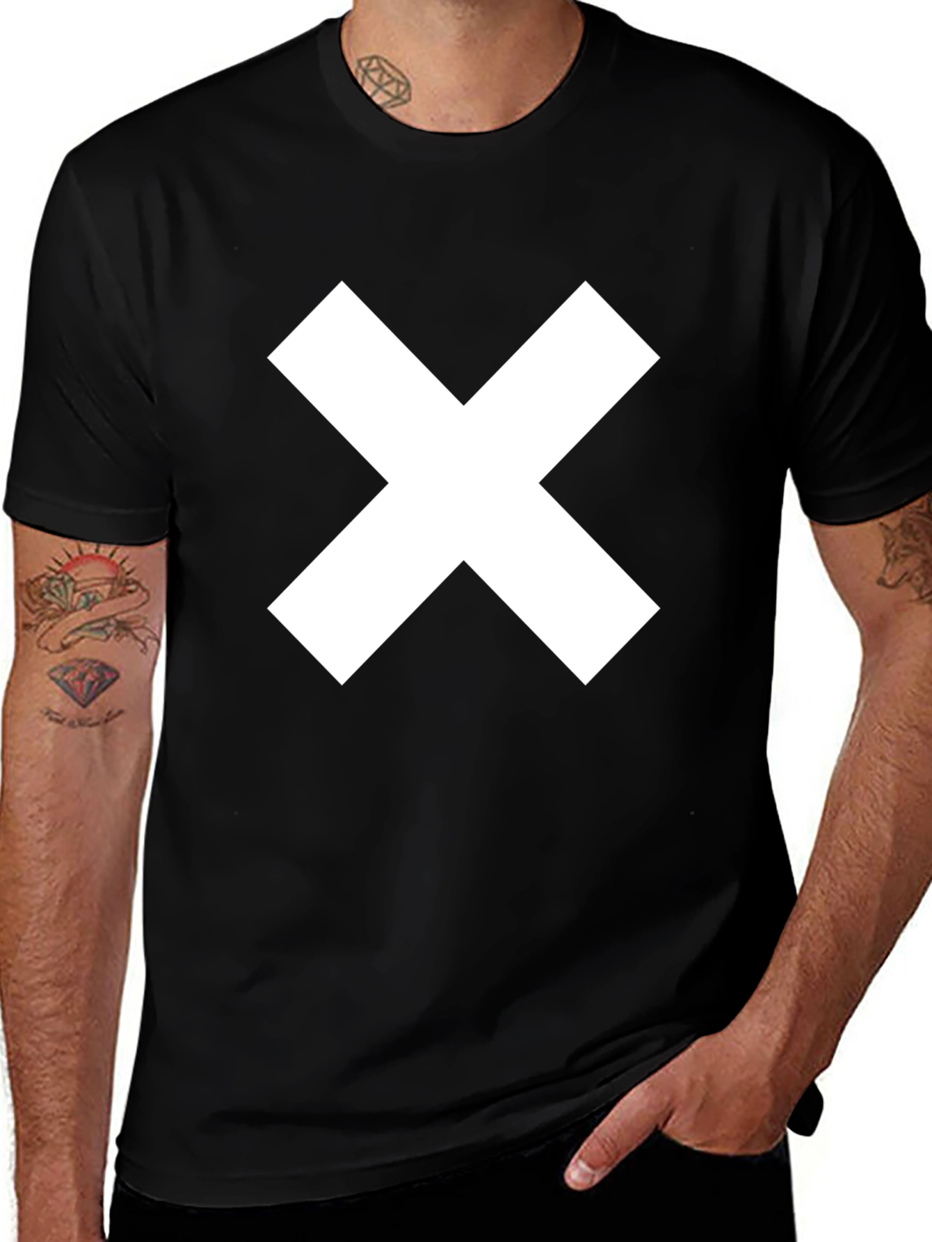 Variant 17 of Bold X Graphic Black T-Shirt - Modern Casual Tee