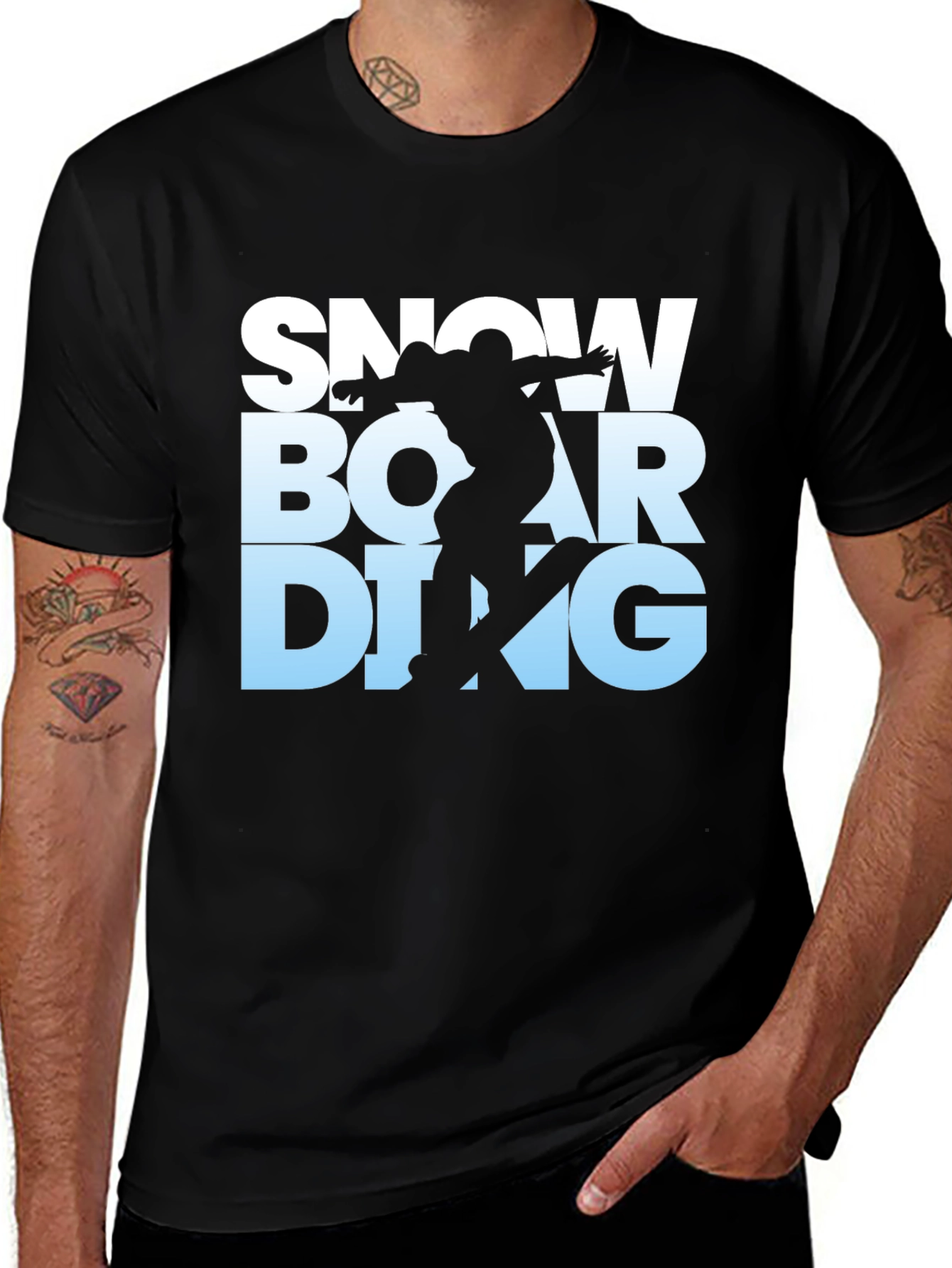 Variant 12 of Snowboarding Graphic Tee - Black Crew Neck
