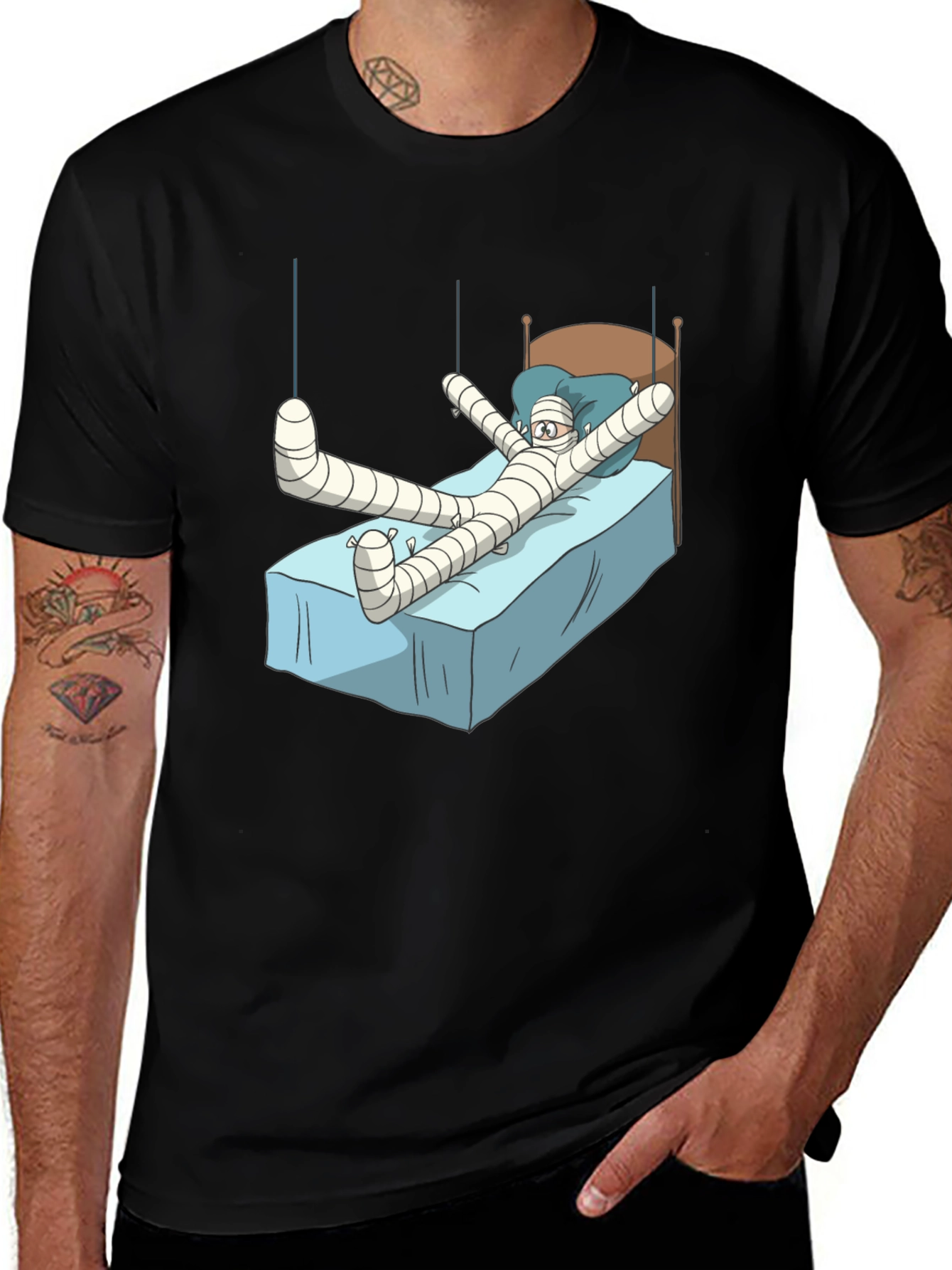 Variant 24 of Funny Mummy Bed Cartoon Graphic T-Shirt
