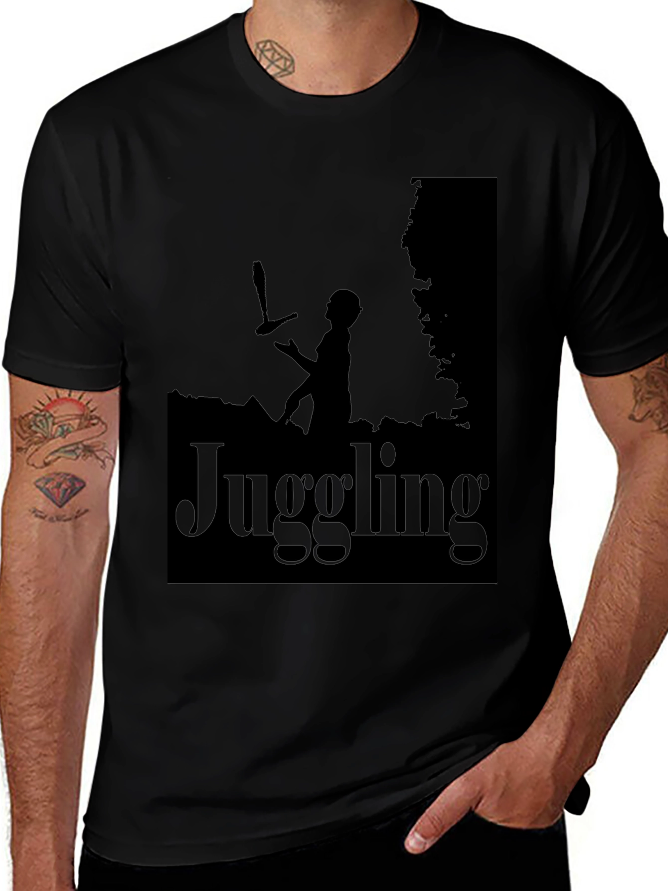 Variant 12 of Juggling Graphic Tee - Black Cotton T-Shirt