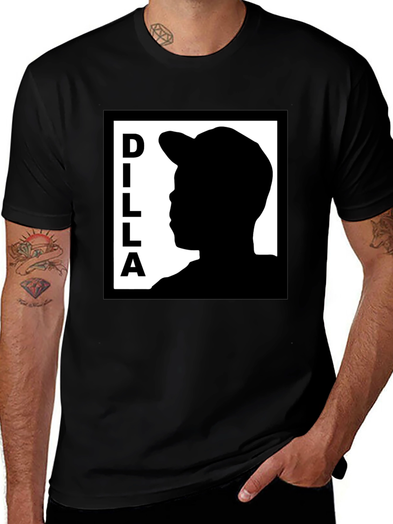 Variant 18 of Dilla Silhouette Graphic T-Shirt - Black
