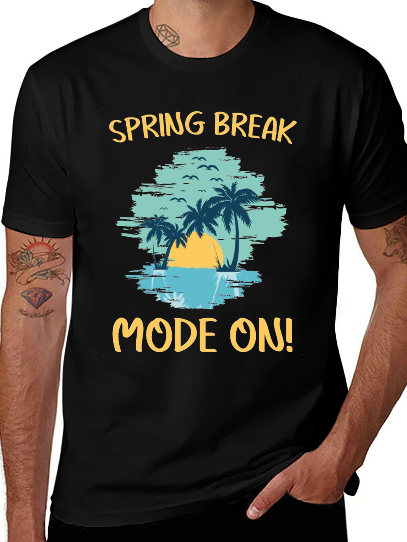Spring Break Mode On Black T-Shirt