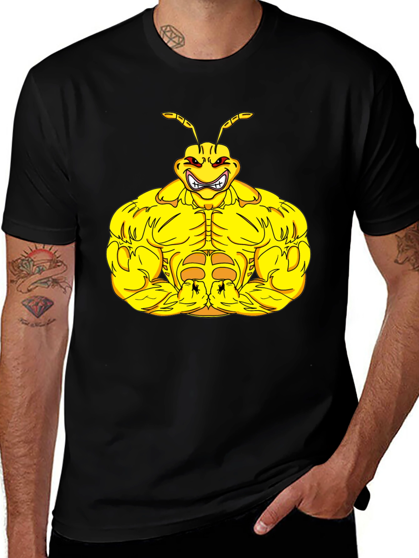 Variant 28 of Muscle Ant Graphic Tee - Black T-Shirt