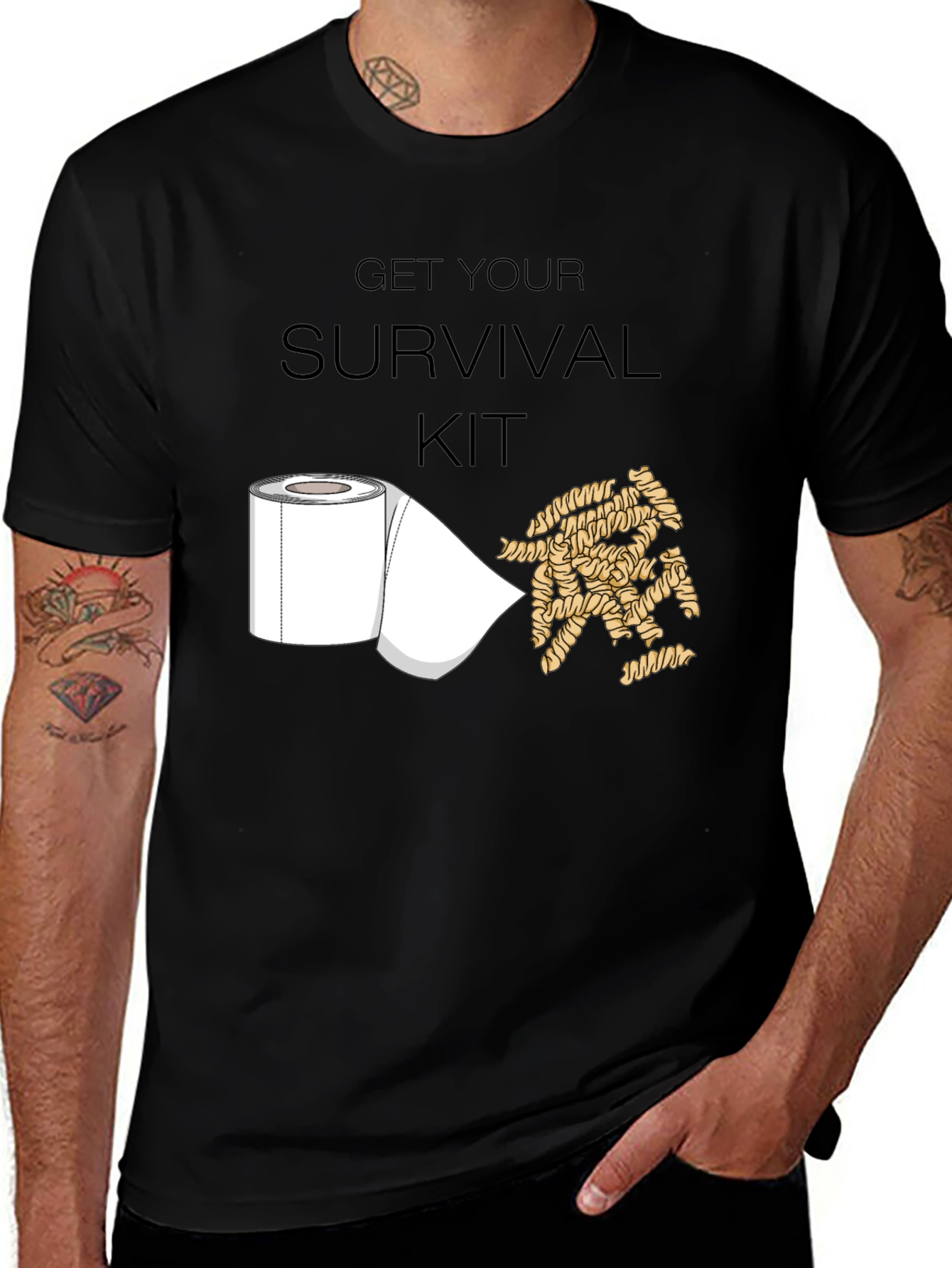 Variant 21 of Survival Kit Toilet Paper and Pasta T-Shirt