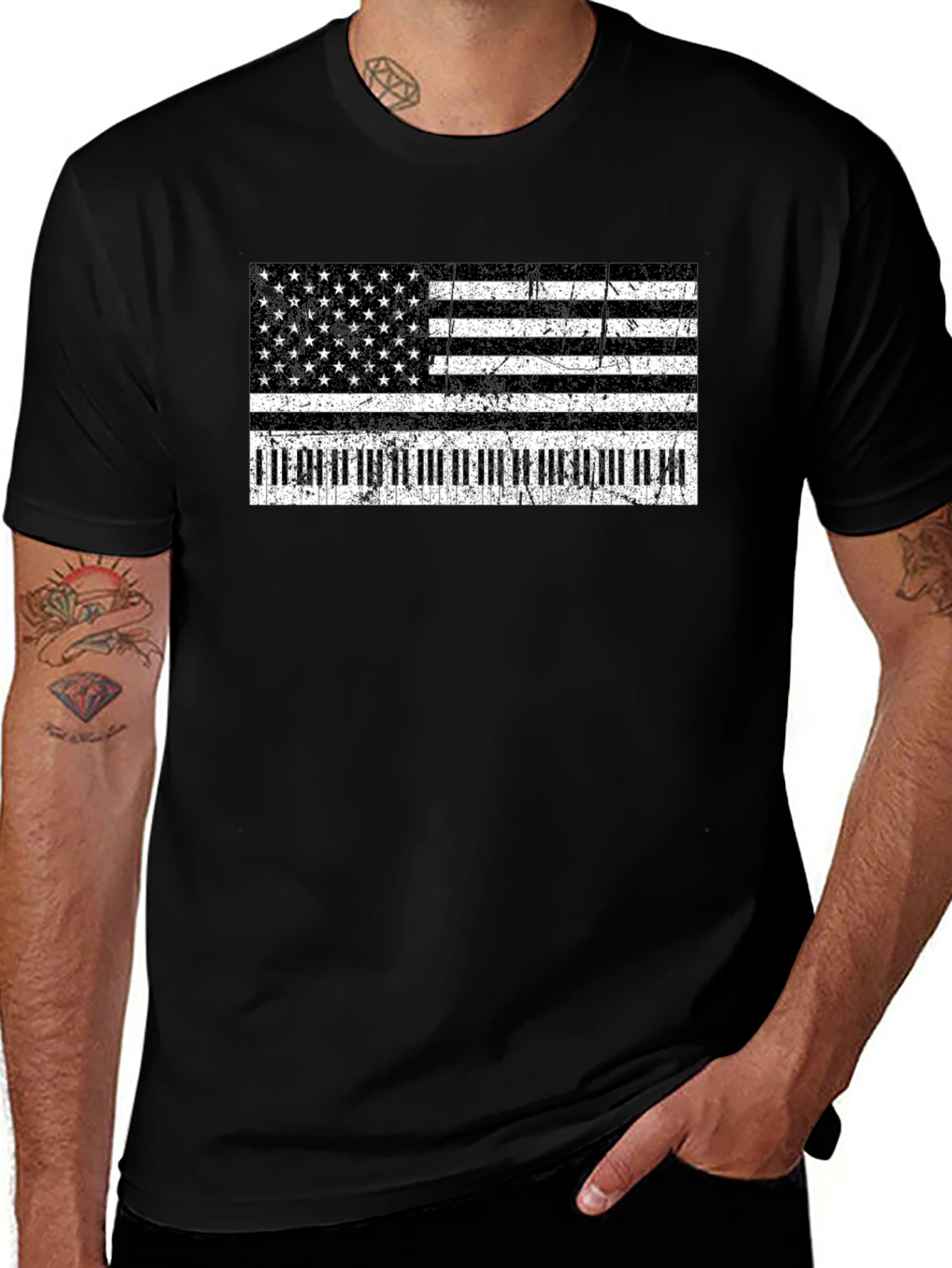 American Flag Piano Keys T-Shirt