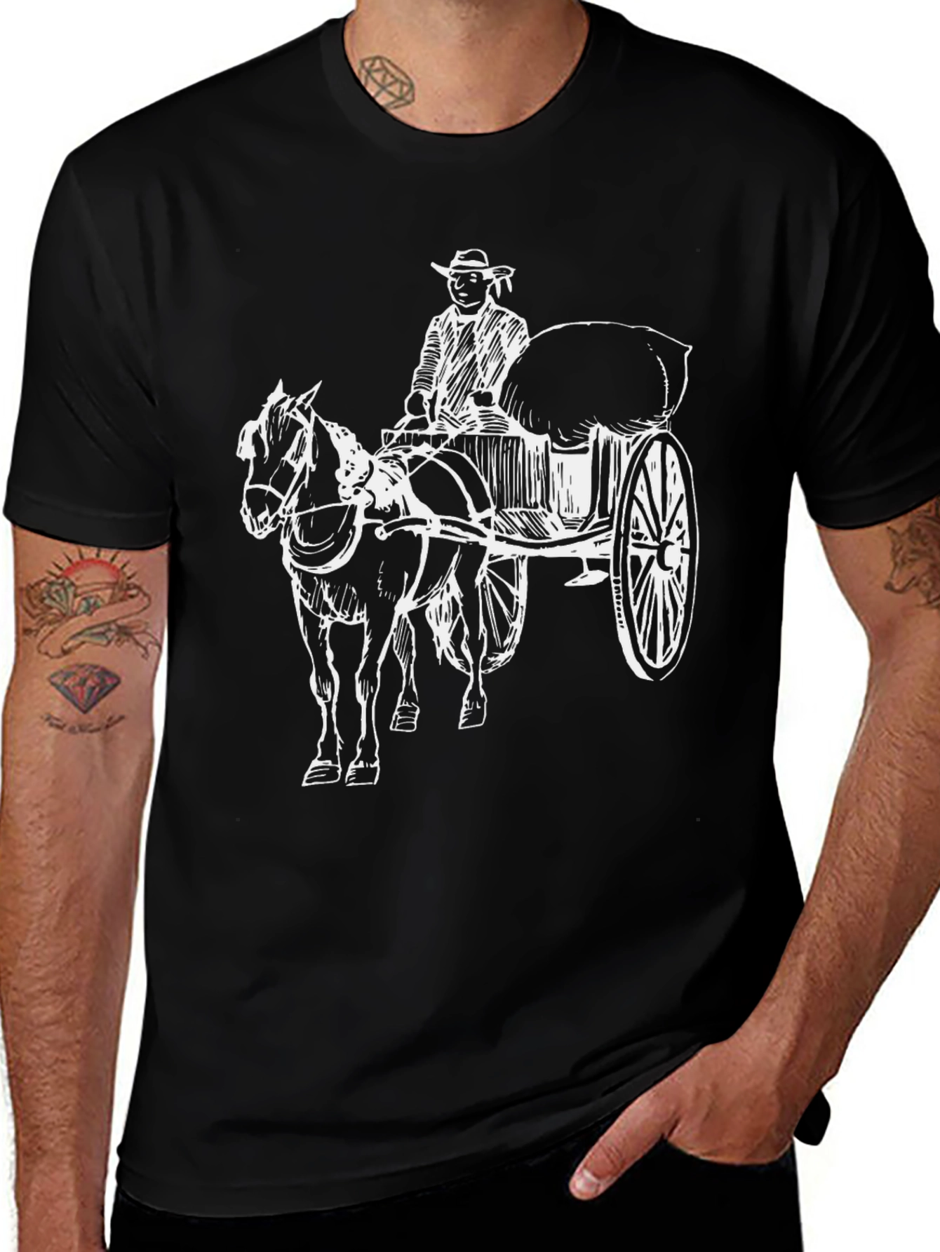 Variant 15 of Black Horse-Drawn Carriage T-Shirt