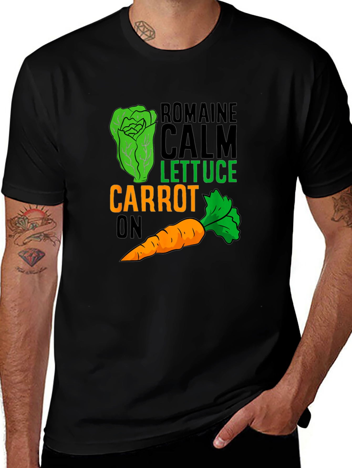 Variant 26 of Romaine Calm Lettuce Carrot On T-Shirt