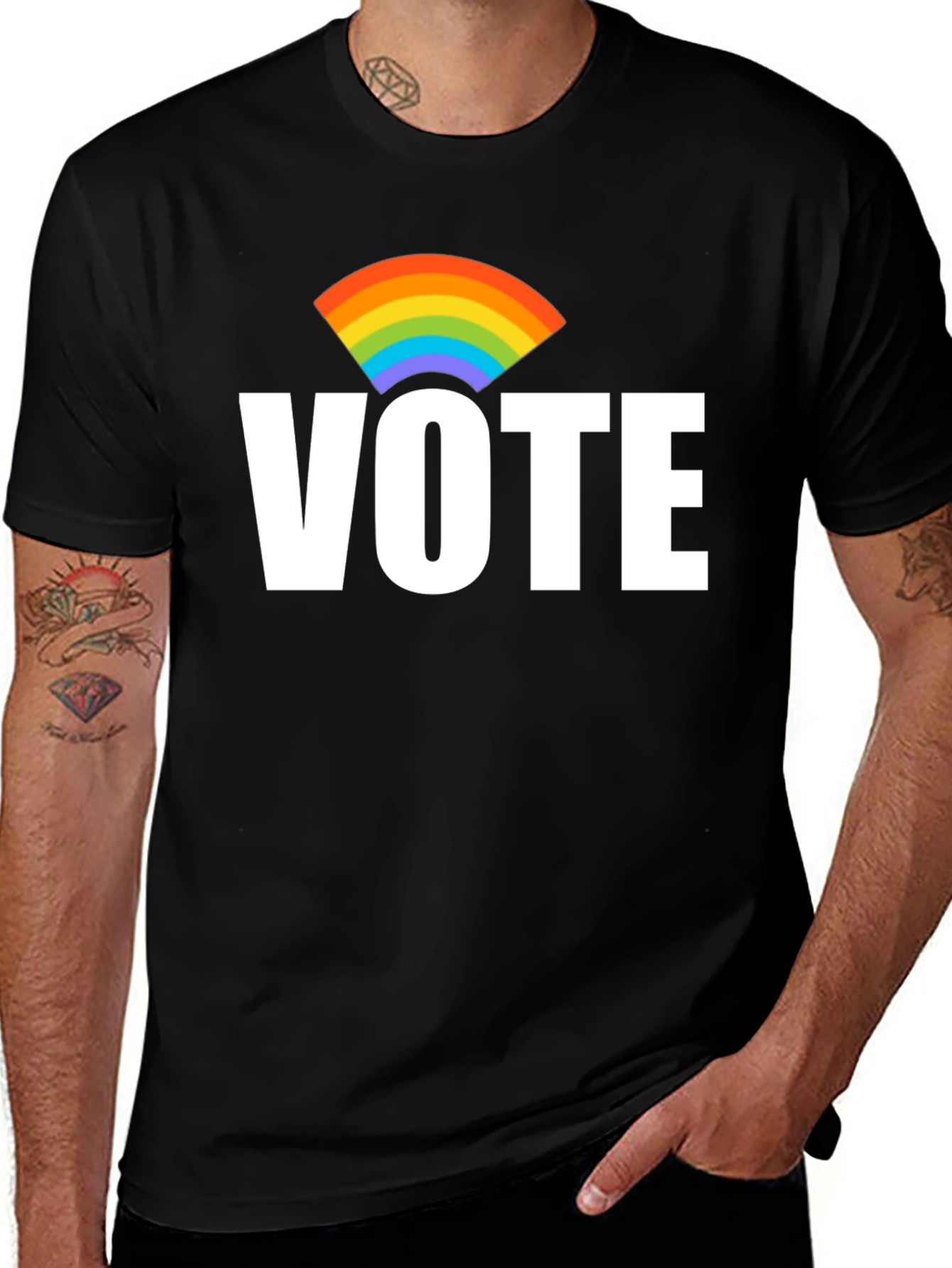 Variant 30 of Vote Rainbow T-Shirt - Black Cotton Blend