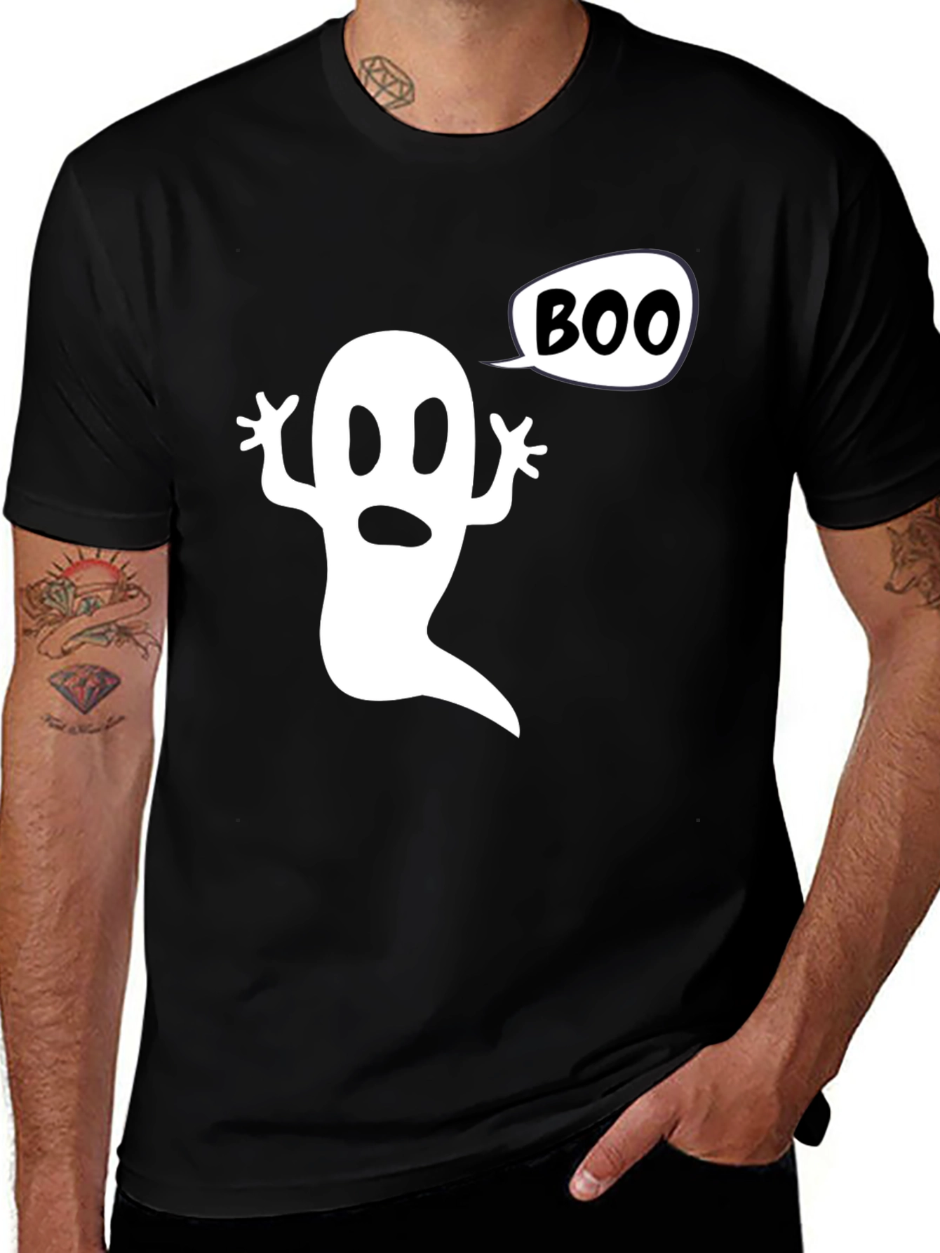 Variant 11 of Boo Ghost Graphic Tee - Halloween Spooky Shirt