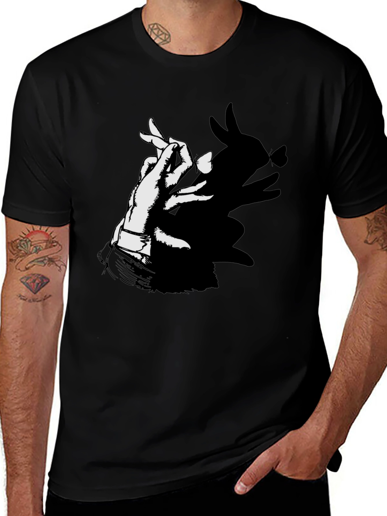 Variant 20 of Shadow Rabbit Hand Sign Graphic Tee