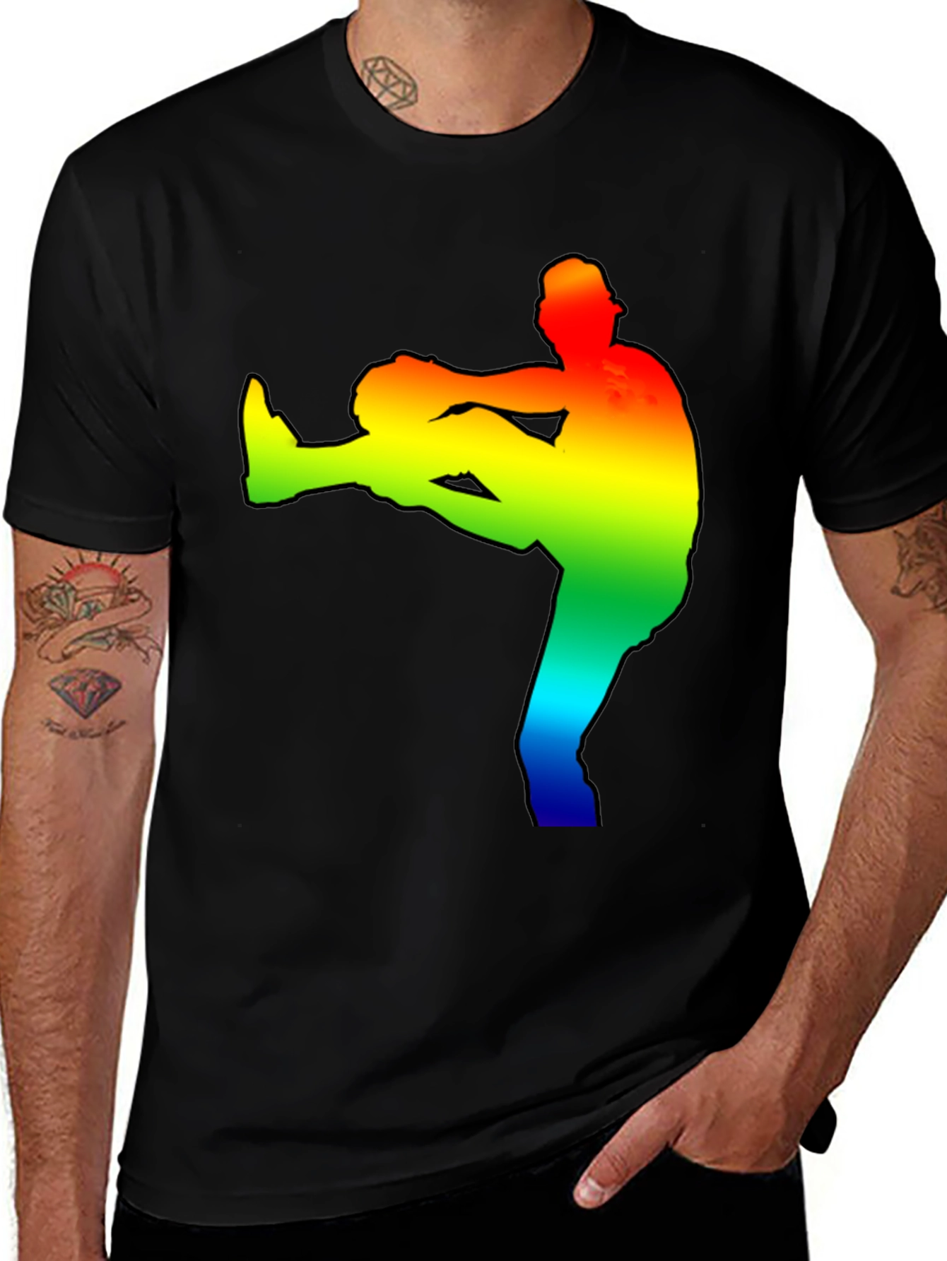 Variant 3 of Rainbow Baseball Pitcher Graphic T-Shirt