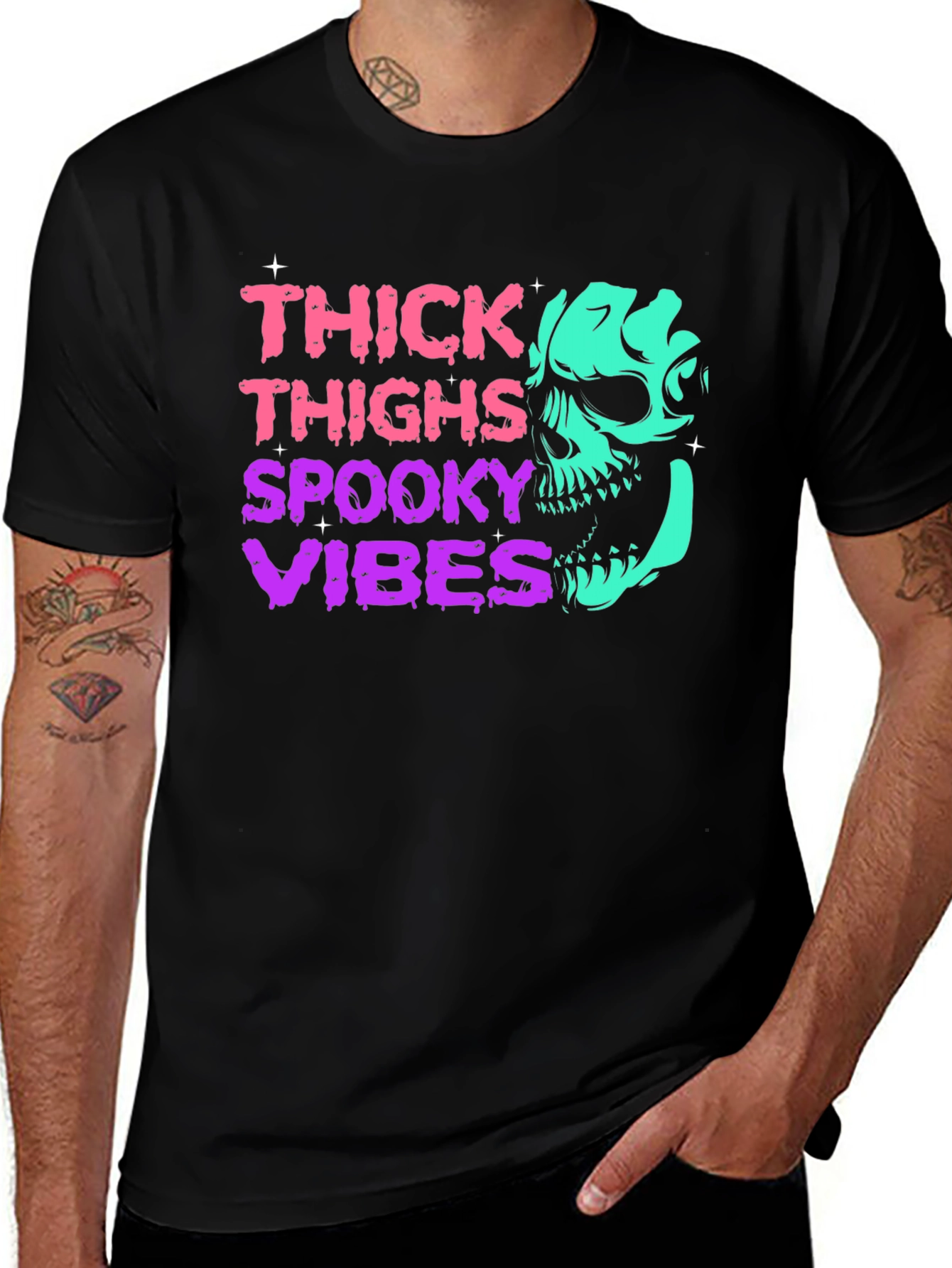 Variant 11 of Thick Thighs Spooky Vibes Graphic T-Shirt