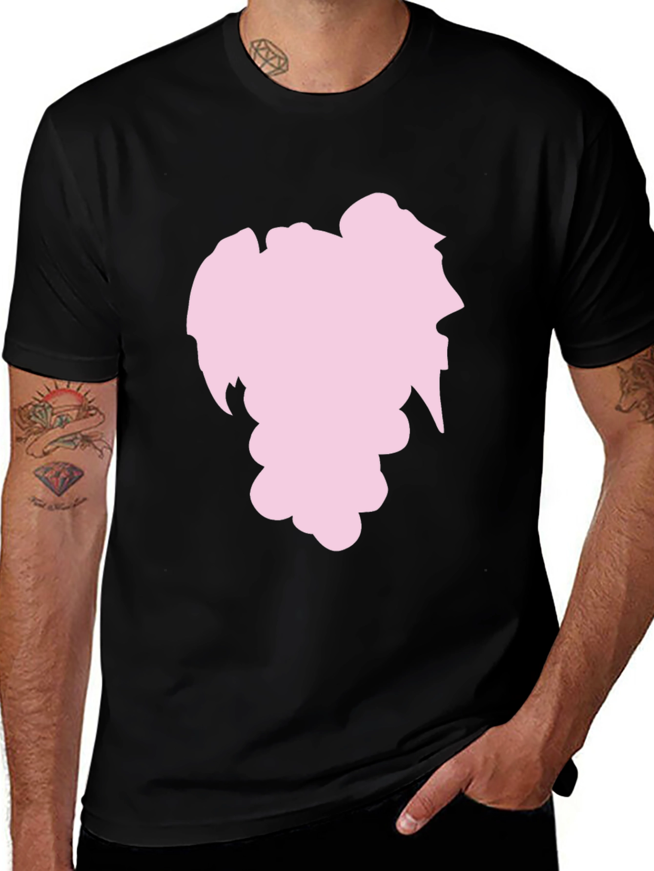 Variant 6 of Pink Haired Character Graphic Black Tee