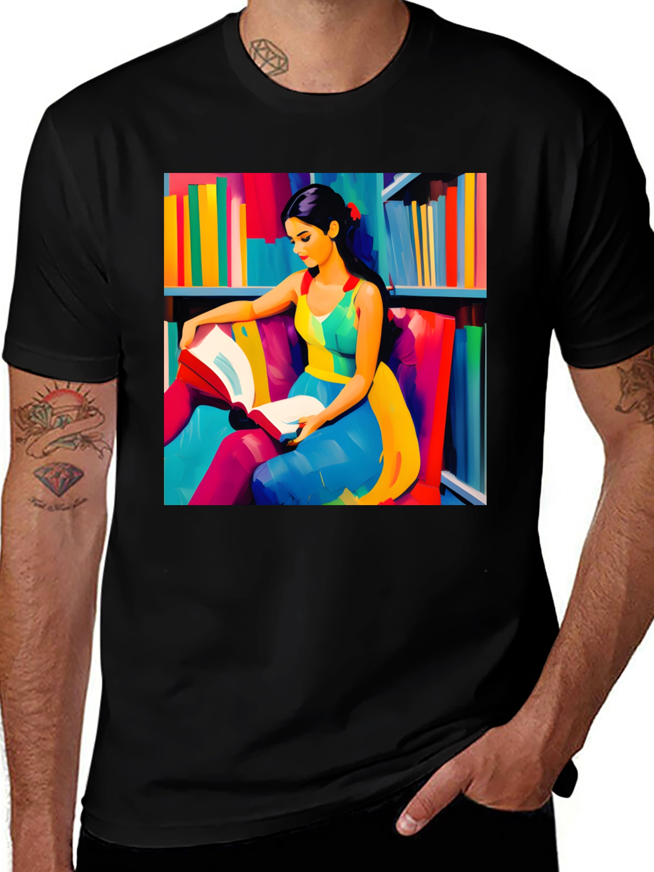 Variant 18 of Colorful Reader Graphic T-Shirt