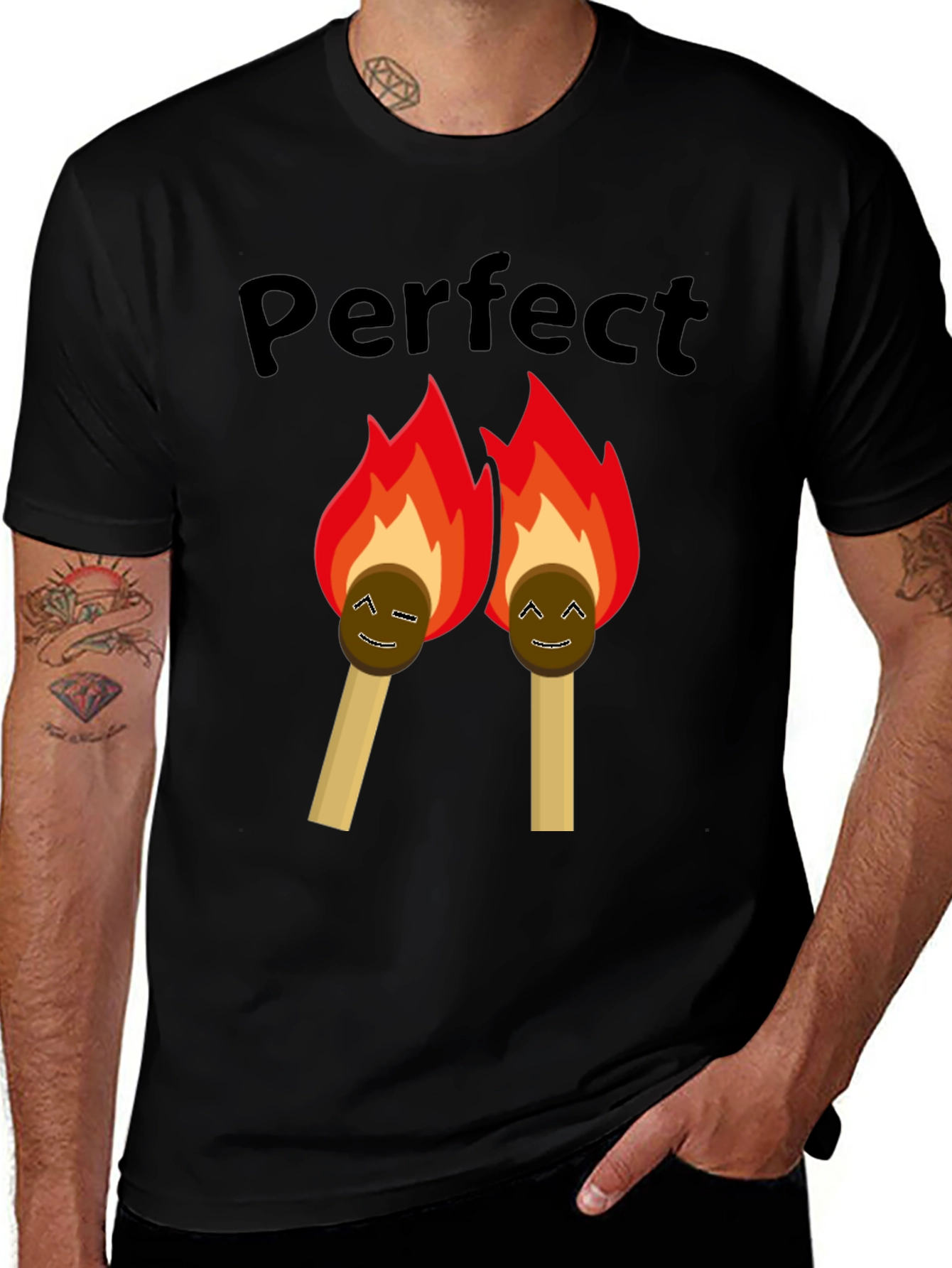 Variant 20 of Perfect Match Graphic Tee - Black T-Shirt