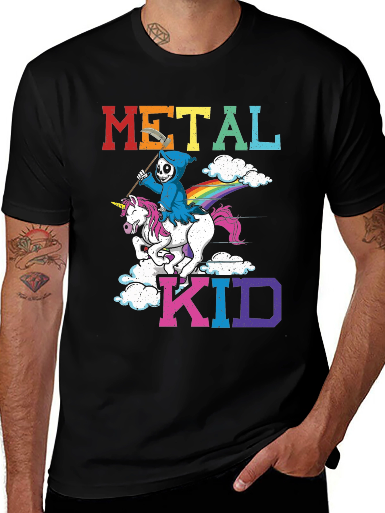 Metal Kid T-Shirt - Reaper Riding Unicorn