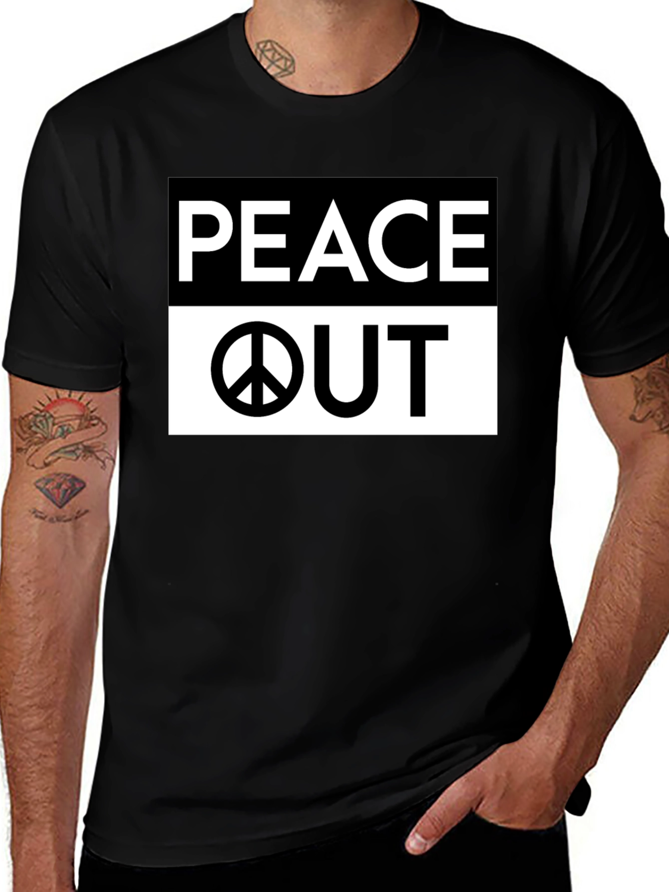 Variant 19 of Peace Out Graphic Tee - Black Cotton T-Shirt