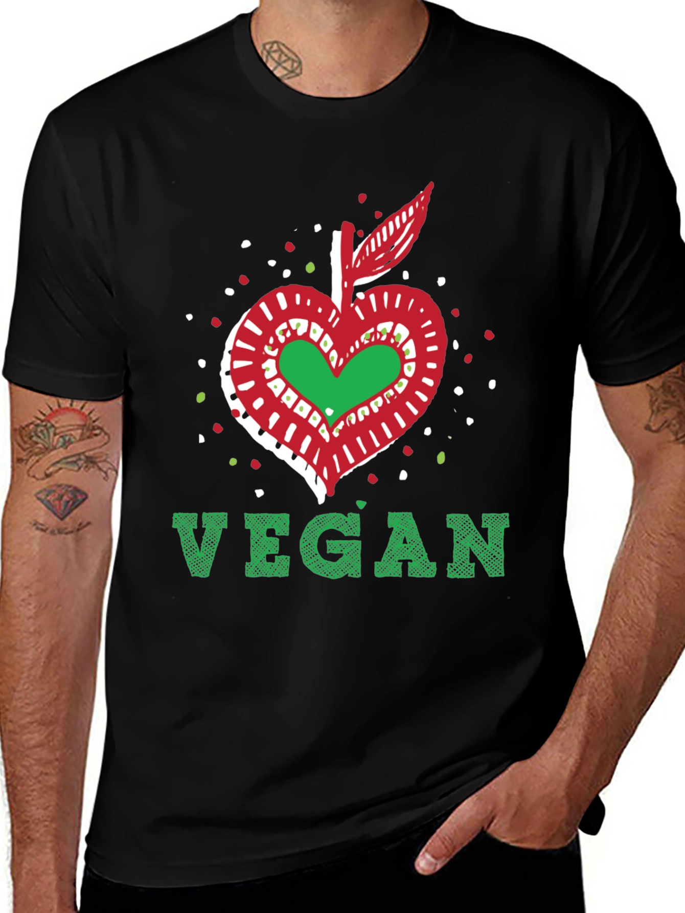 Variant 30 of Vegan Apple Heart Graphic Tee - Unisex T-Shirt