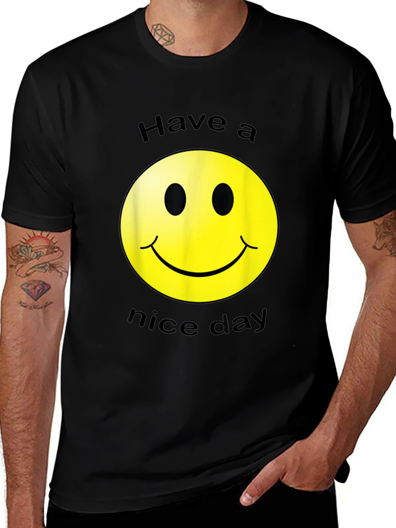Variant 27 of Have a Nice Day Smiley Face Black T-Shirt