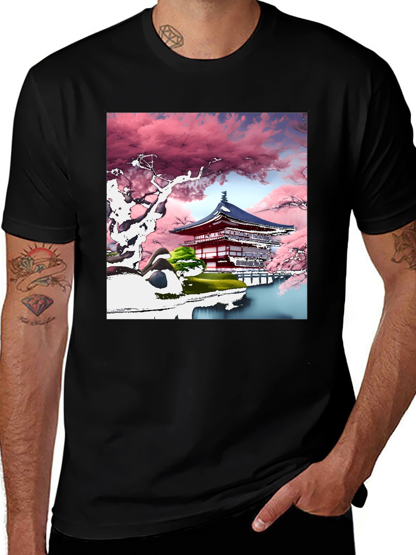 Variant 16 of Cherry Blossom Temple Graphic Tee