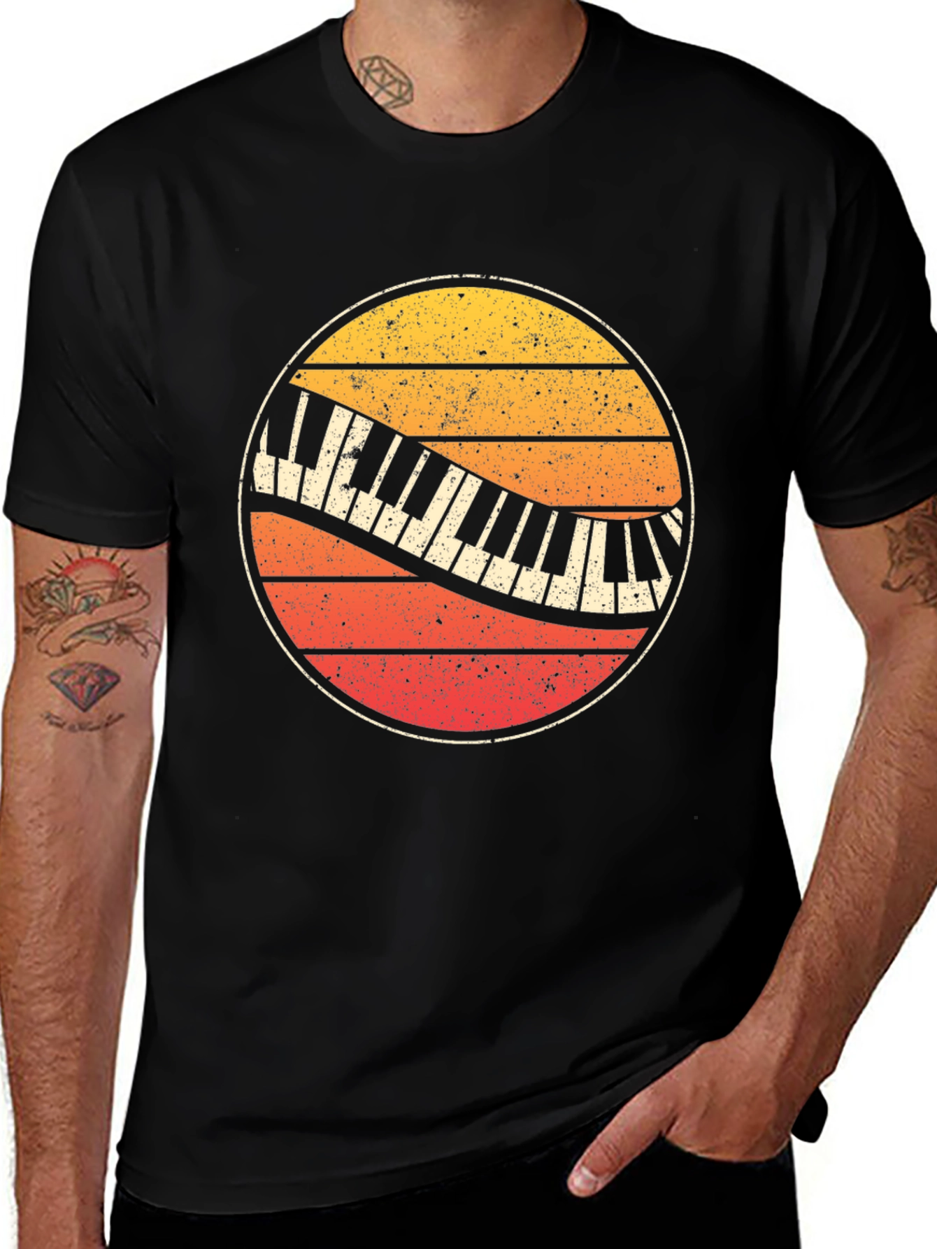 Variant 4 of Retro Sunset Piano Keys T-Shirt