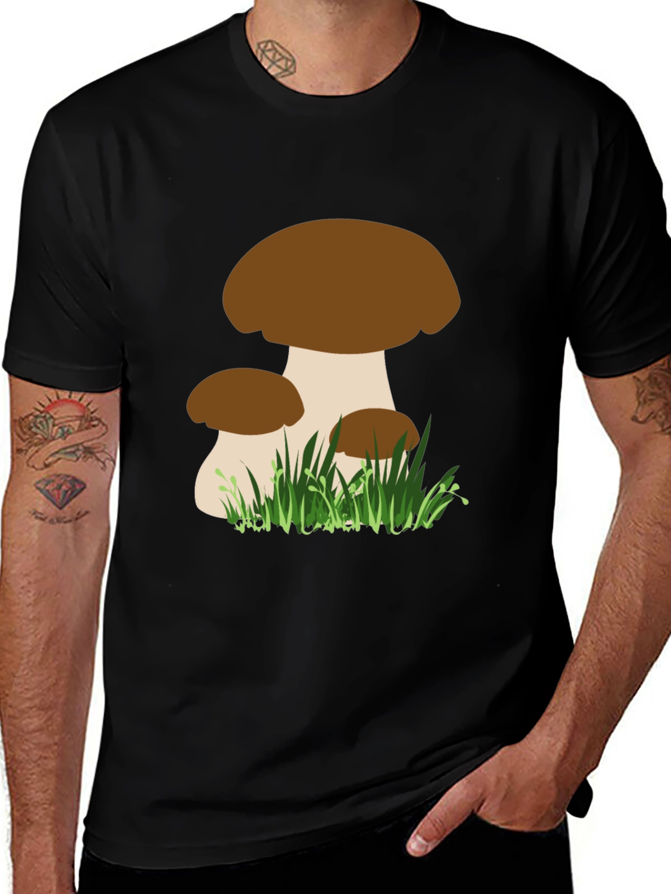 Variant 15 of Mushroom Graphic Tee - Casual Black T-Shirt