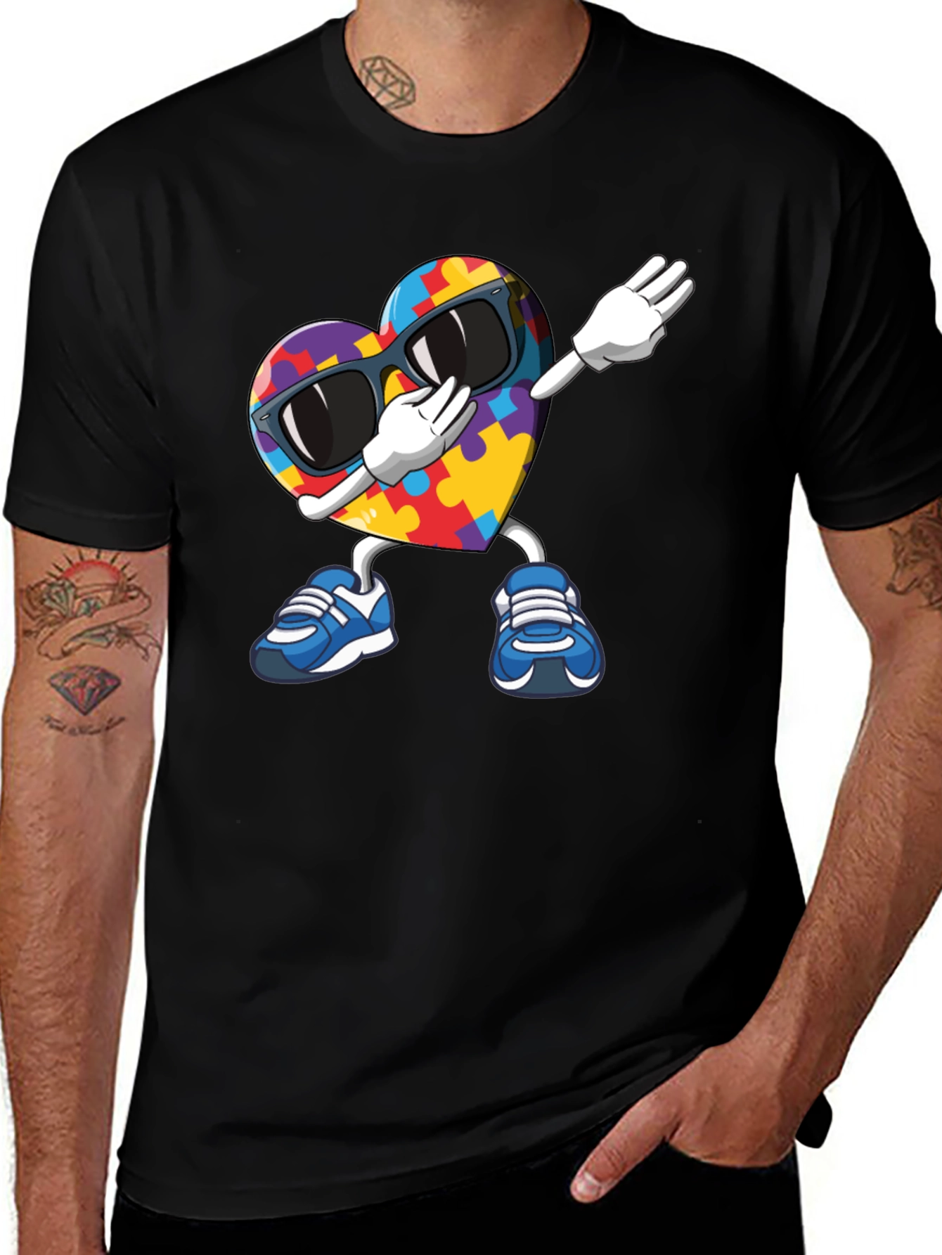 Variant 11 of Autism Awareness Puzzle Heart Dabbing T-Shirt