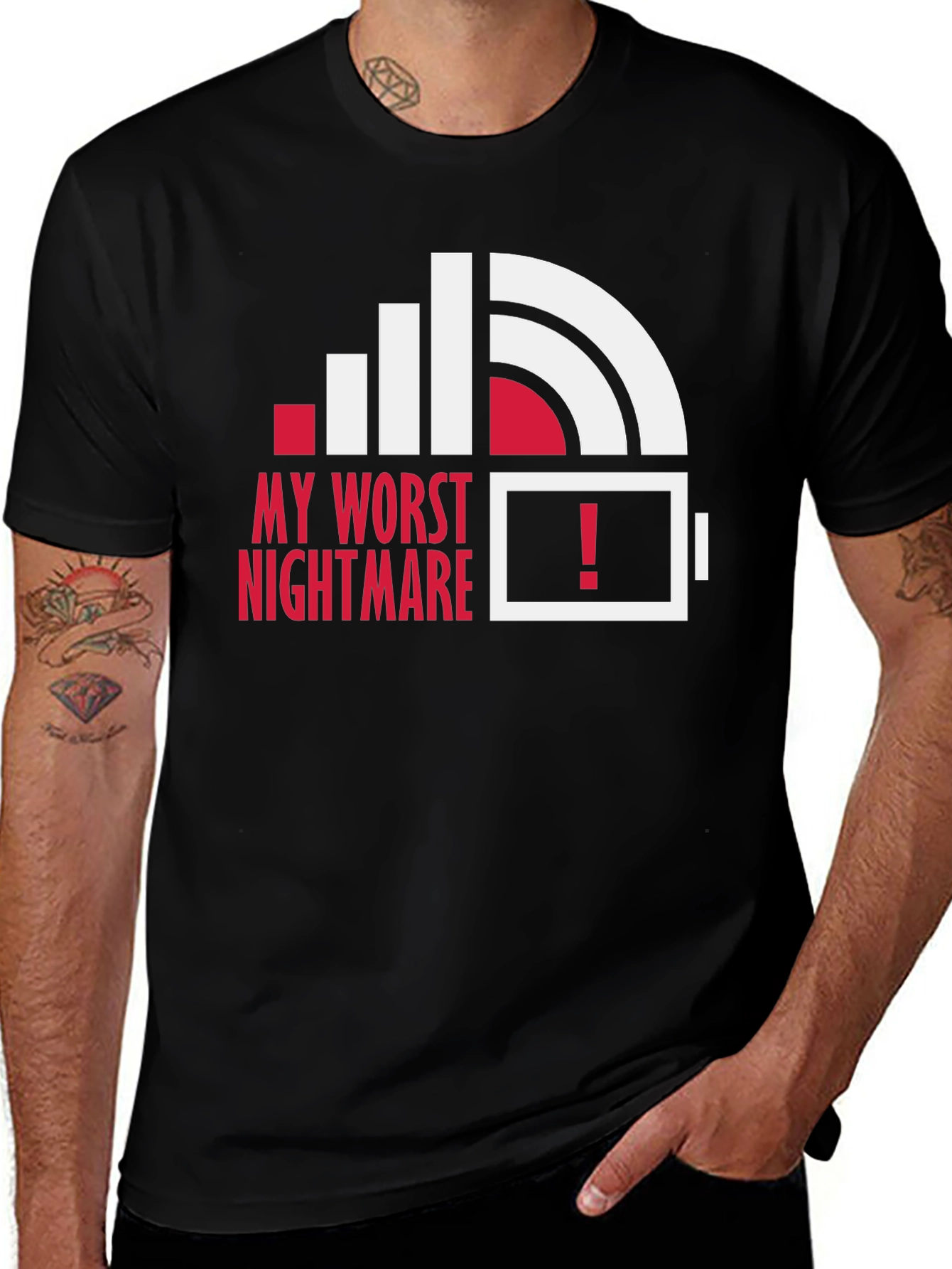 Variant 22 of My Worst Nightmare Funny T-Shirt, Low Battery Design