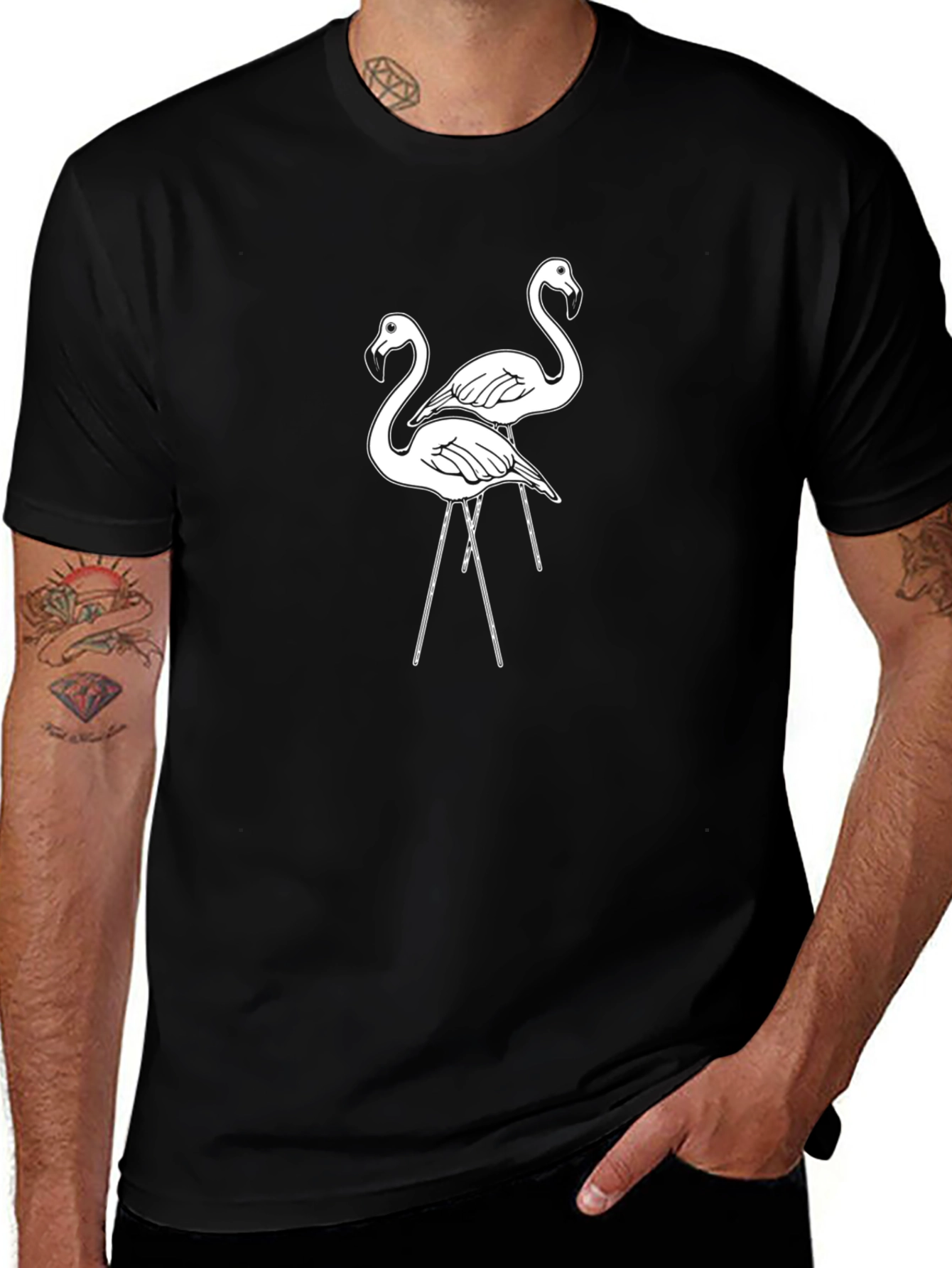 Variant 22 of Flamingo Graphic Tee - Men's Black T-Shirt