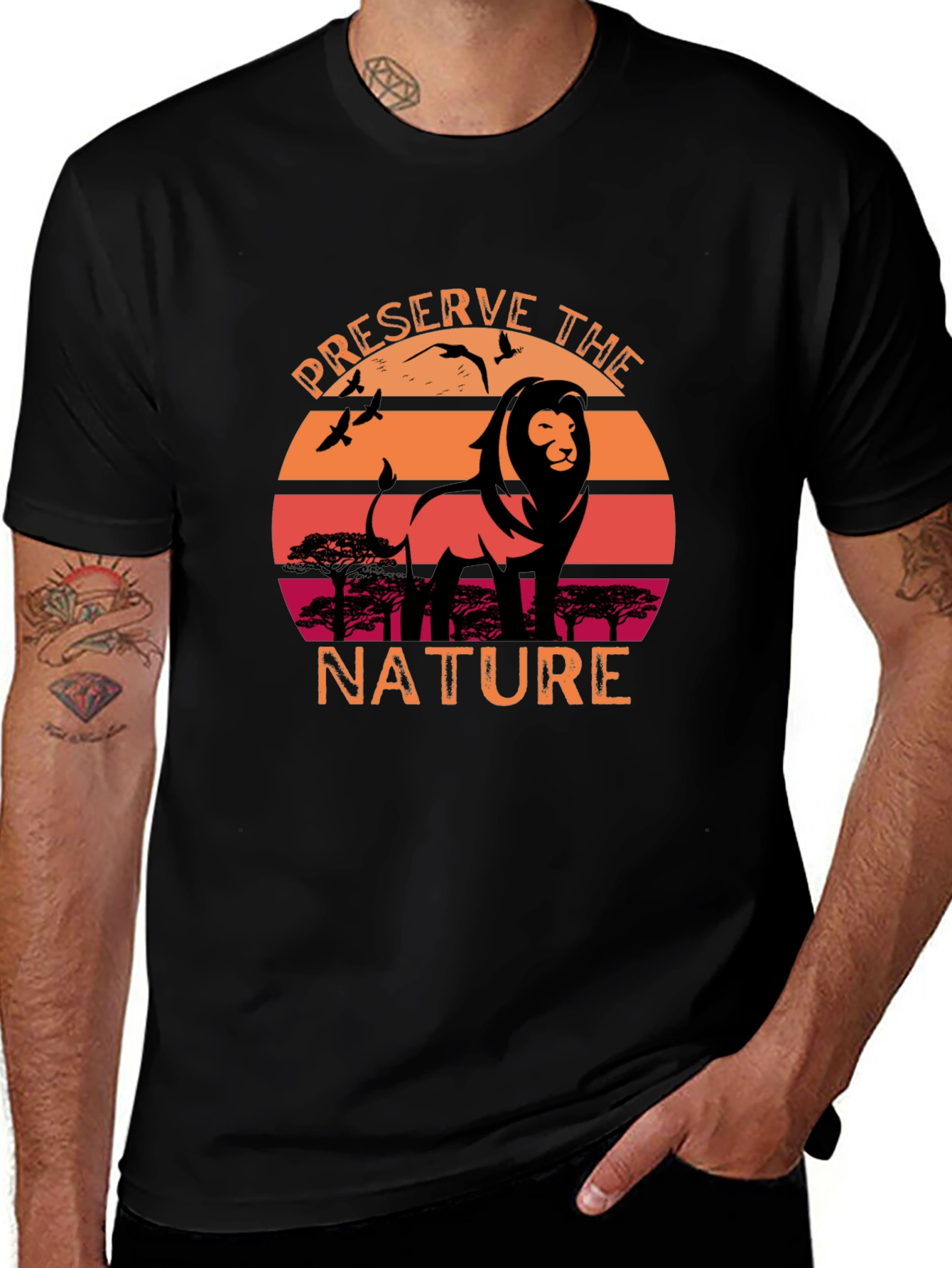 Variant 30 of Preserve Nature Lion Sunset Graphic T-Shirt