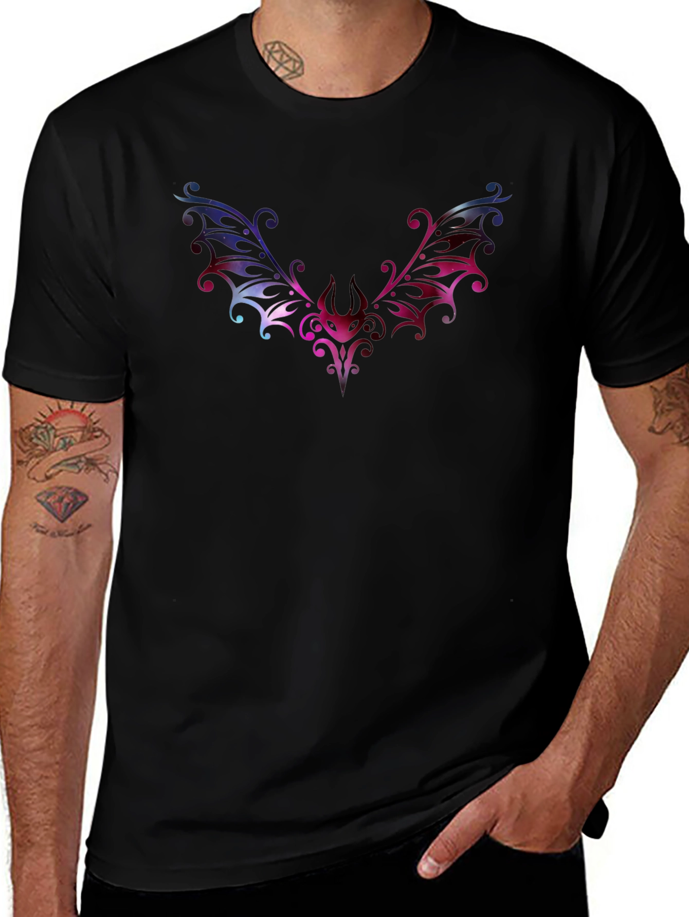 Variant 29 of Galaxy Bat Graphic T-Shirt - Unique Dark Style