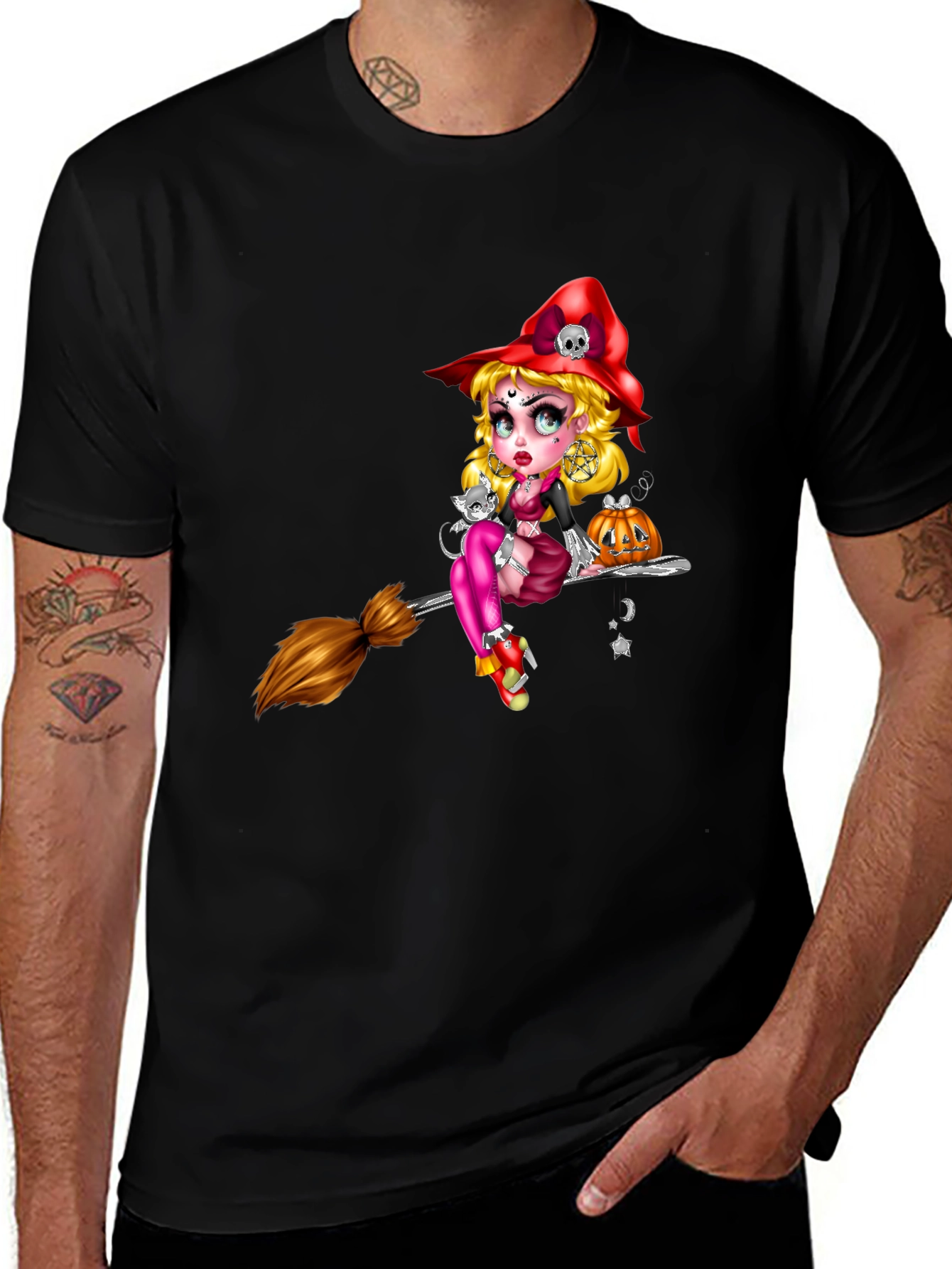 Variant 3 of Witch on Broom T-Shirt - Halloween