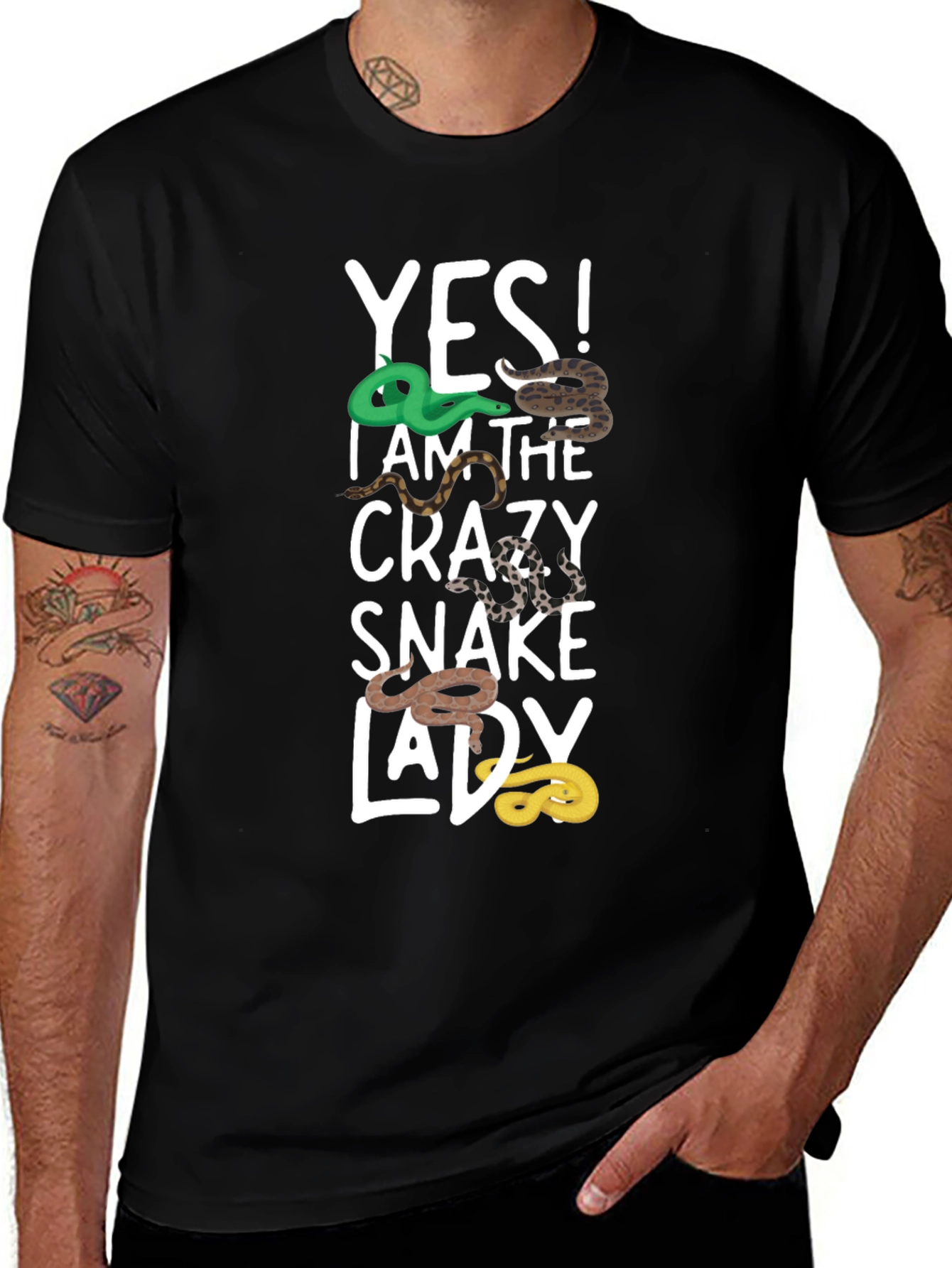 Variant 23 of Crazy Snake Lady T-Shirt - Unique Reptile Lover Tee