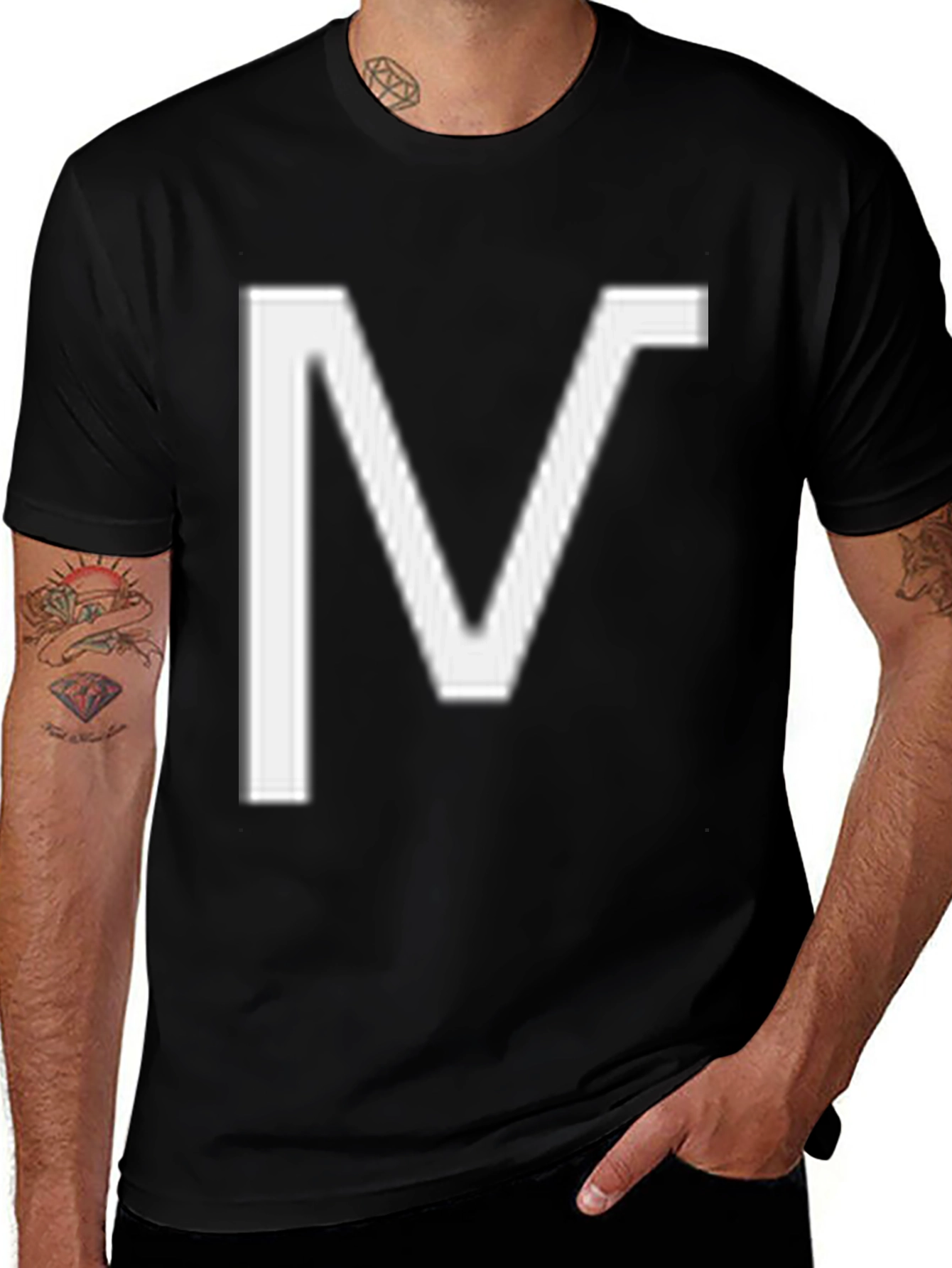 Variant 9 of Bold "V" Graphic Tee - Black Cotton Blend